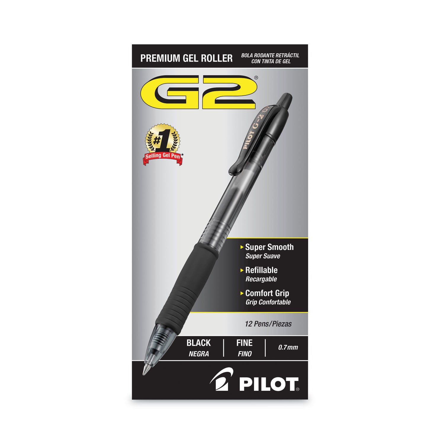 G2 Premium Gel Ink Retractable Pen - 0.7 mm Fine Pen Point - Refillable - Retractable - Black Ink - Gel-based - Clear Barrel - 1 Dozen