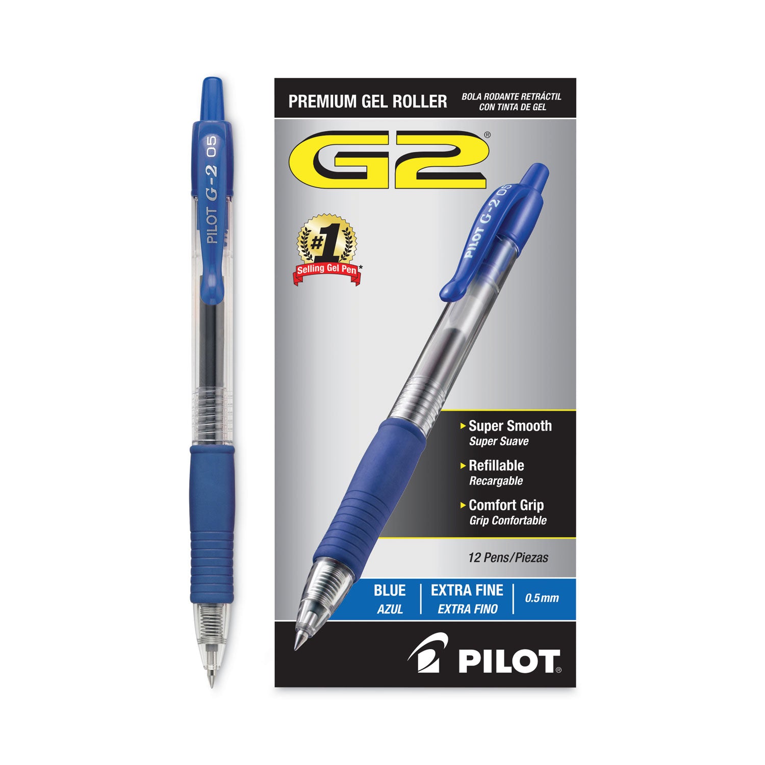G2 Premium Gel Ink Retractable Pen - 0.5 mm Extra Fine Pen Point - Refillable - Retractable - Blue Ink - Gel-based - Translucent Barrel - 1 Dozen