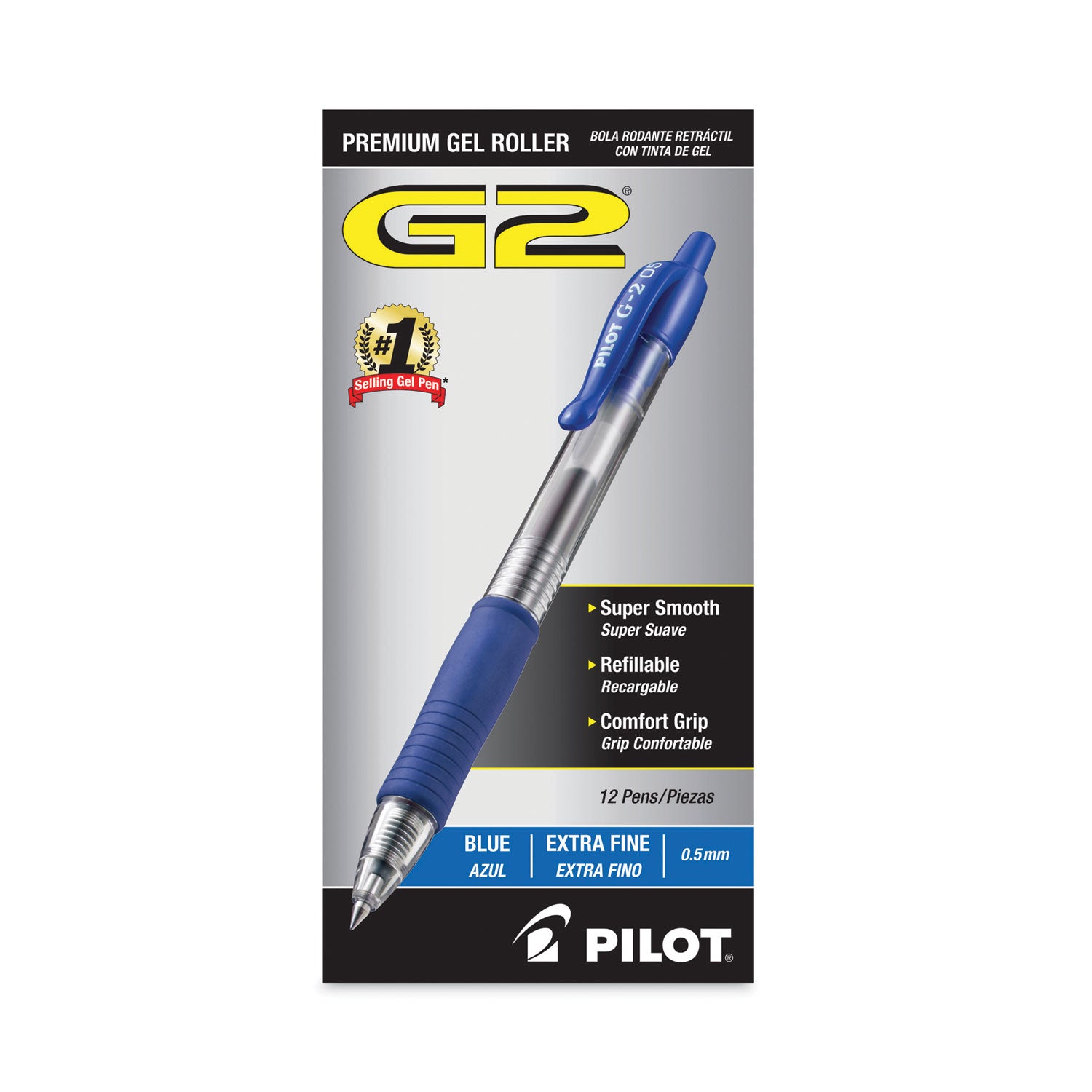 G2 Premium Gel Ink Retractable Pen - 0.5 mm Extra Fine Pen Point - Refillable - Retractable - Blue Ink - Gel-based - Translucent Barrel - 1 Dozen
