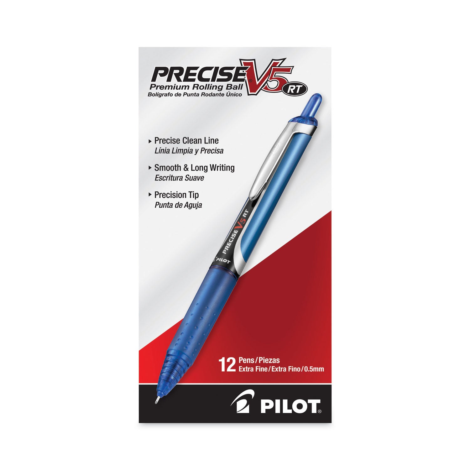 Pilot Extra-Fine Premium Retractable Rolling Ball Pens - 0.5 mm Extra Fine Needle Pen Point - Refillable - Retractable - Blue Ink - Water Based - Blue Barrel - Writing - 1 Dozen
