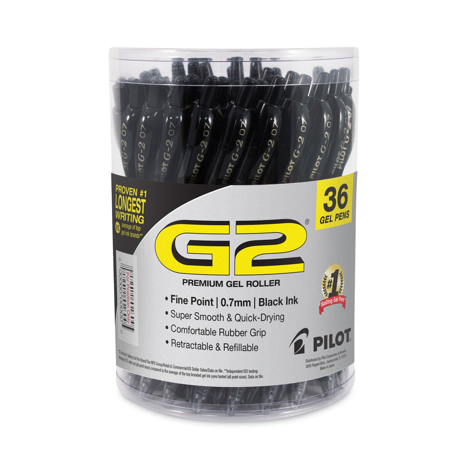0.7 mm Fine Pen Point - Refillable - Retractable - Black Ink - Black Barrel - 36 / Pack