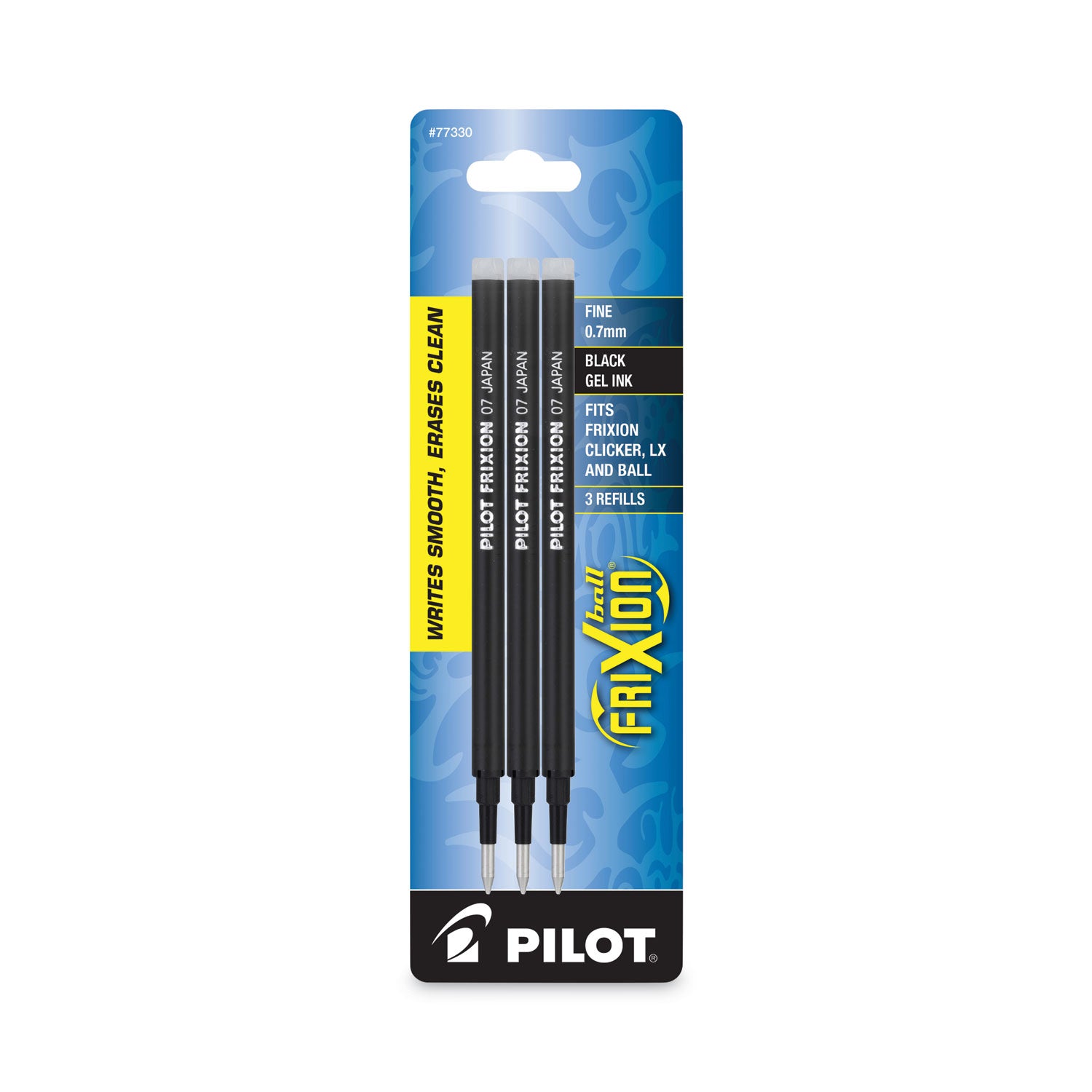 Pilot Erasable Gel Ink Pen Refills - 0.70 mm , Fine Point - Black Ink - Erasable - 3 / Pack