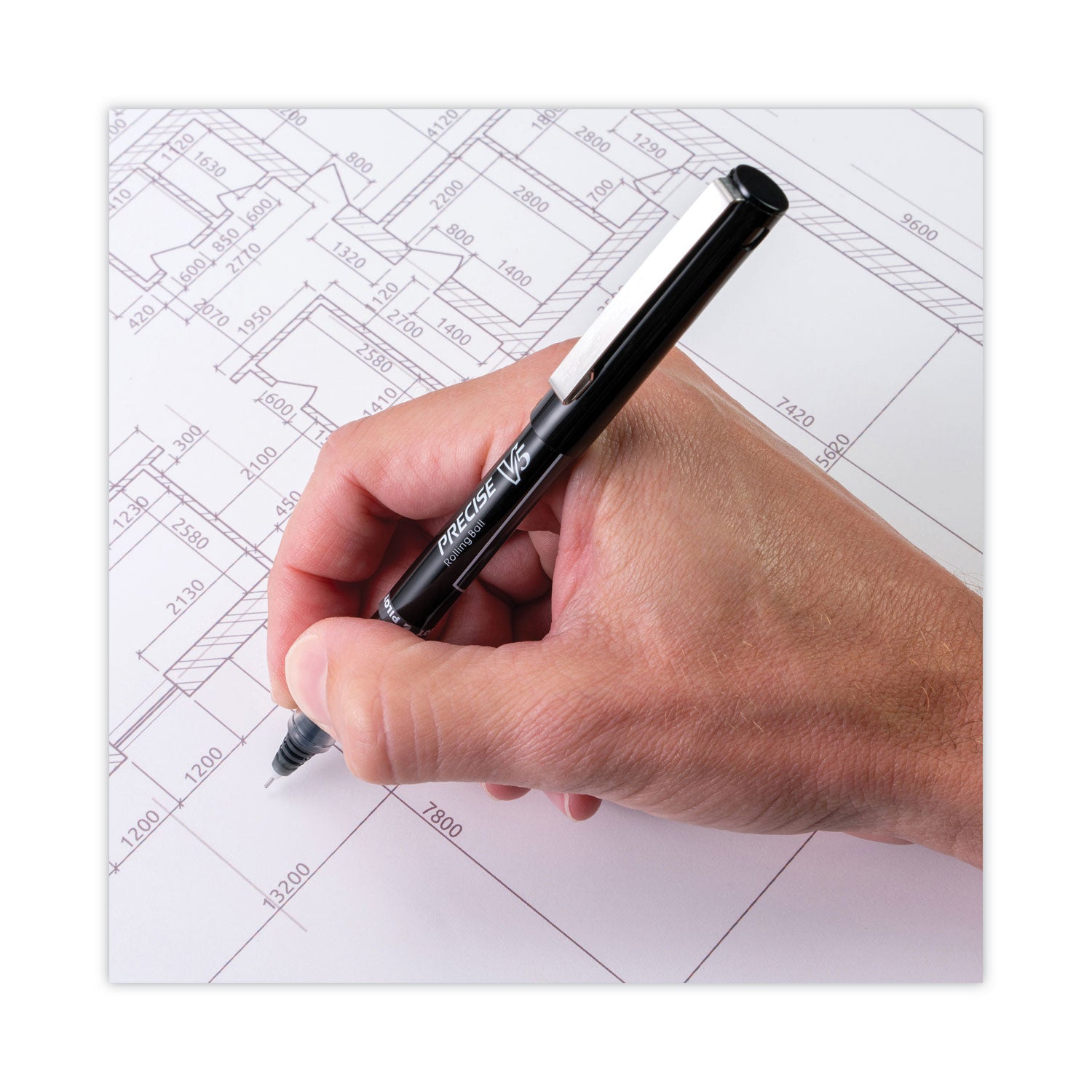 Pilot Precise V5 Extra-Fine Premium Capped Rolling Ball Pens - 0.5 mm Extra Fine Pen Point - Black Ink - Black Plastic Barrel - 1 Dozen
