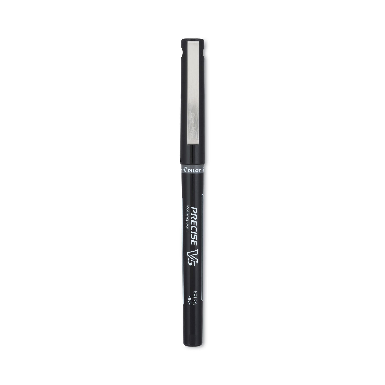Pilot Precise V5 Extra-Fine Premium Capped Rolling Ball Pens - 0.5 mm Extra Fine Pen Point - Black Ink - Black Plastic Barrel - 1 Dozen