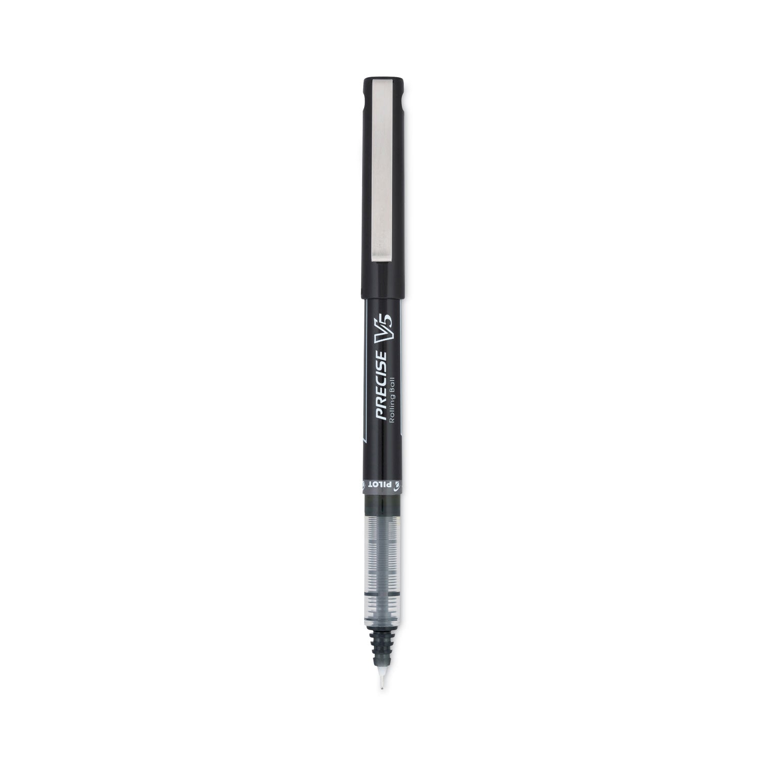 Pilot Precise V5 Extra-Fine Premium Capped Rolling Ball Pens - 0.5 mm Extra Fine Pen Point - Black Ink - Black Plastic Barrel - 1 Dozen