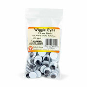 Wiggle Eyes - Paste On, 15 mm Black, 100