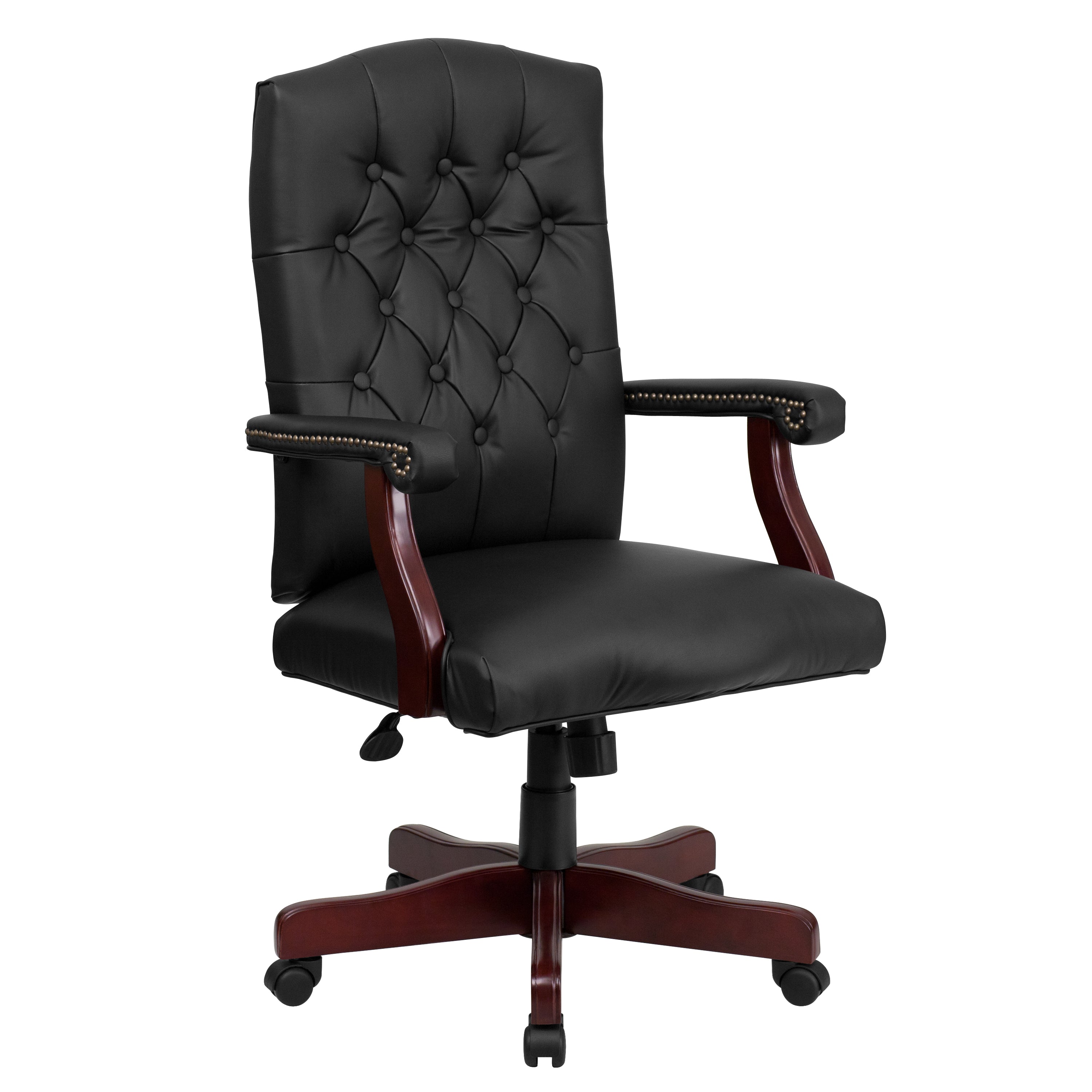 Martha Washington Black LeatherSoft Executive Swivel Office Chair with Arms