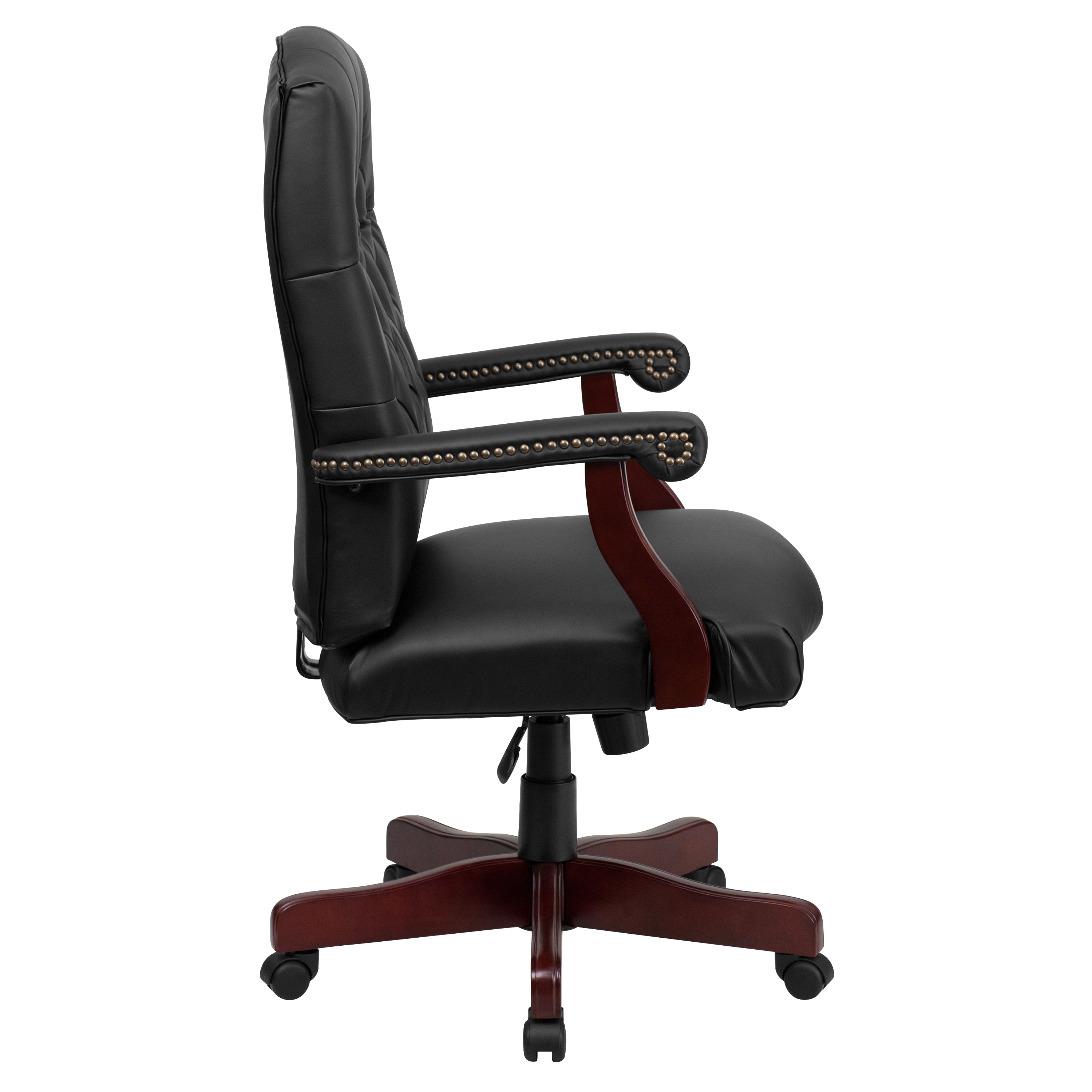 Martha Washington Black LeatherSoft Executive Swivel Office Chair with Arms