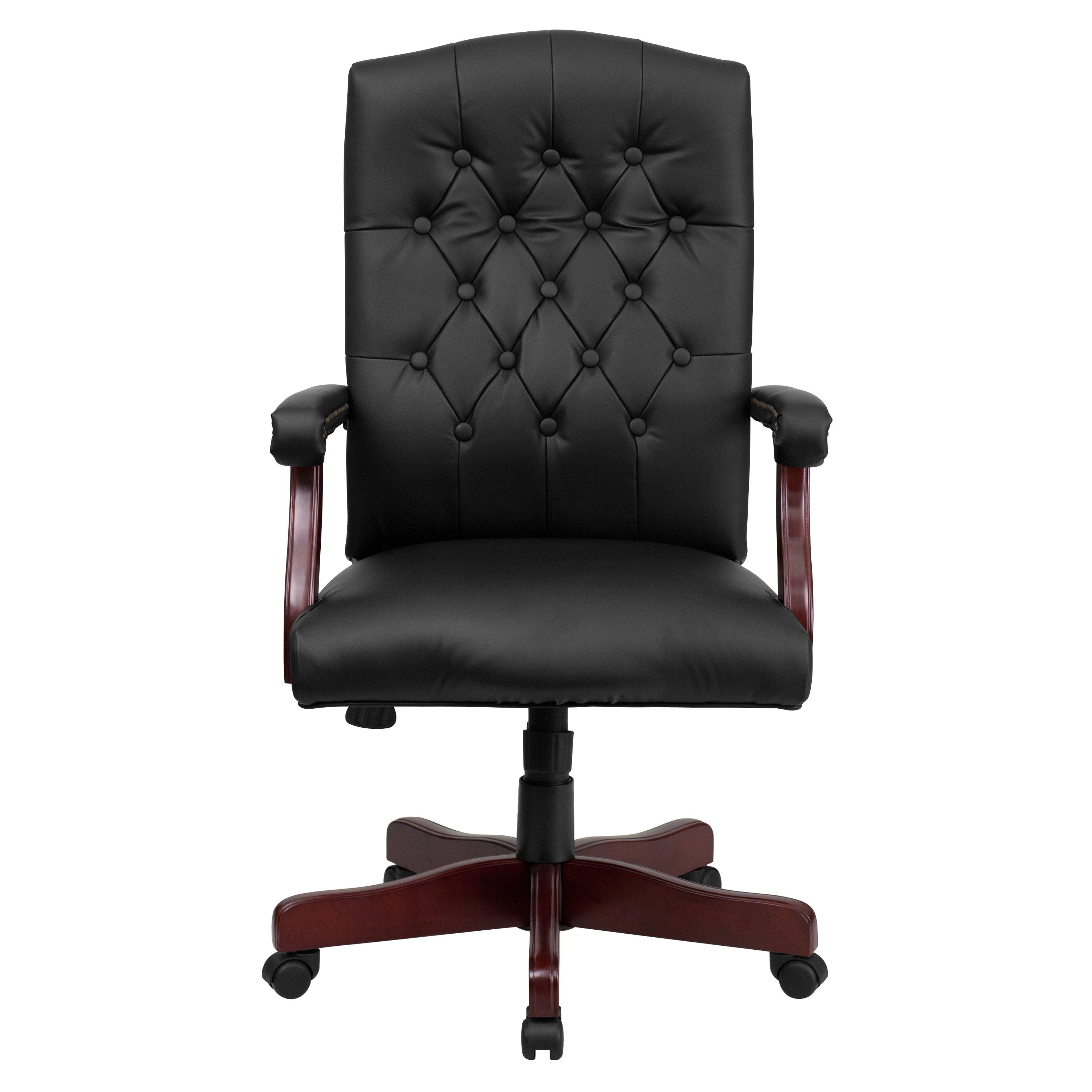 Martha Washington Black LeatherSoft Executive Swivel Office Chair with Arms