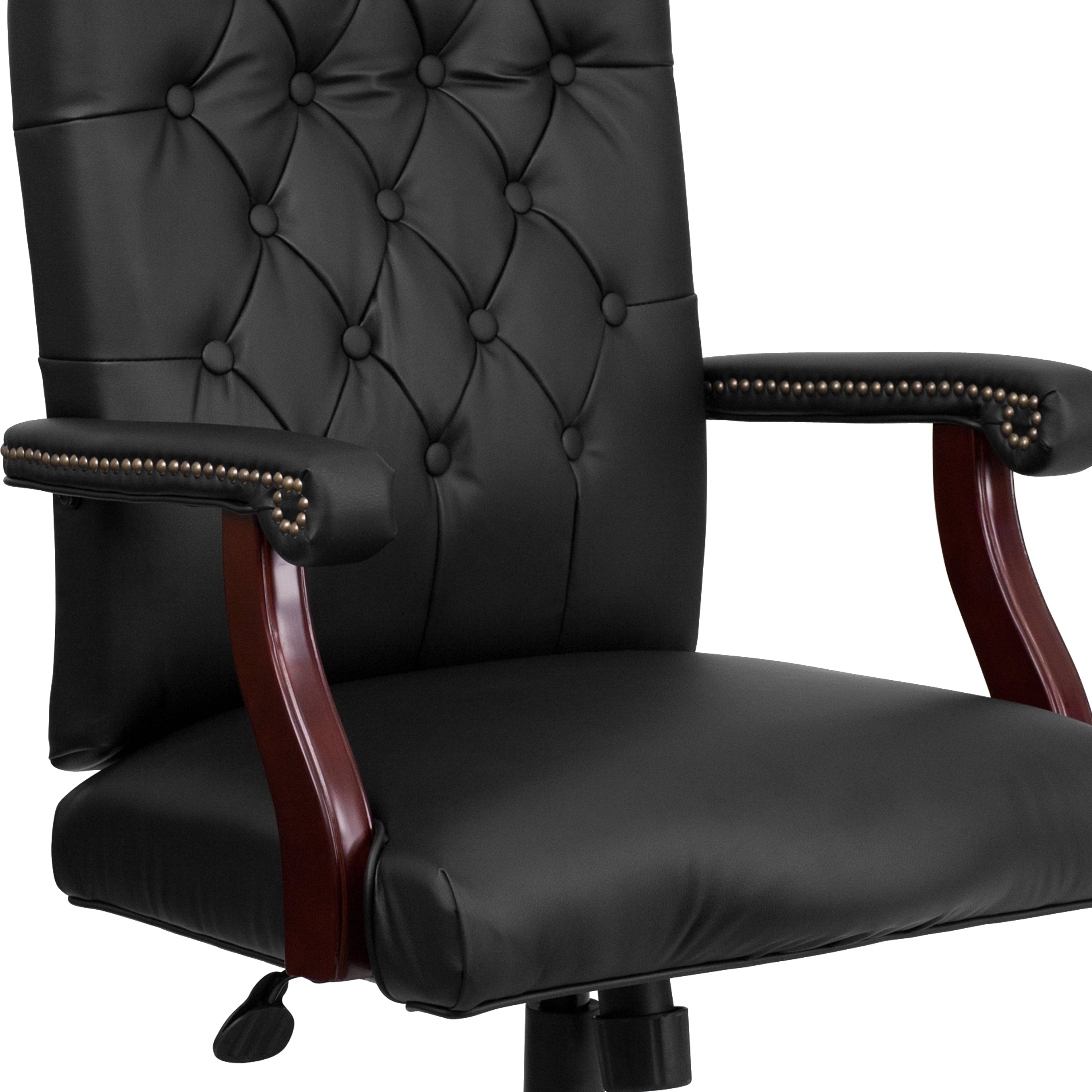 Martha Washington Black LeatherSoft Executive Swivel Office Chair with Arms