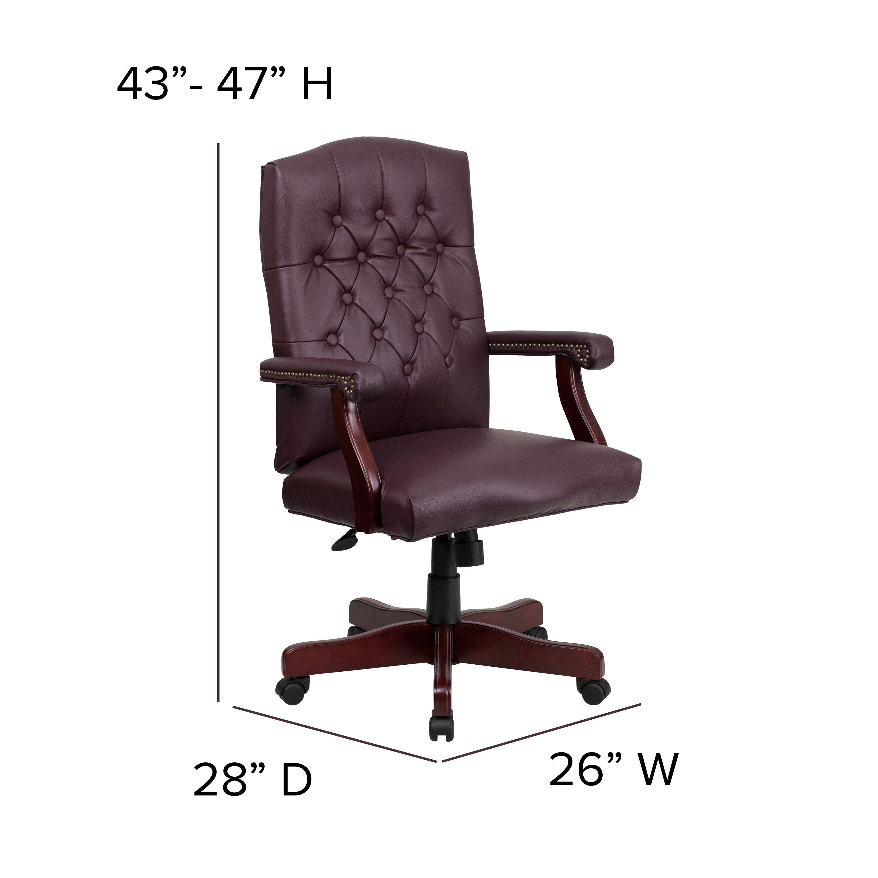 Martha Washington Burgundy LeatherSoft Executive Swivel Office Chair with Arms