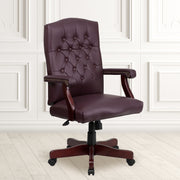 Martha Washington Burgundy LeatherSoft Executive Swivel Office Chair with Arms