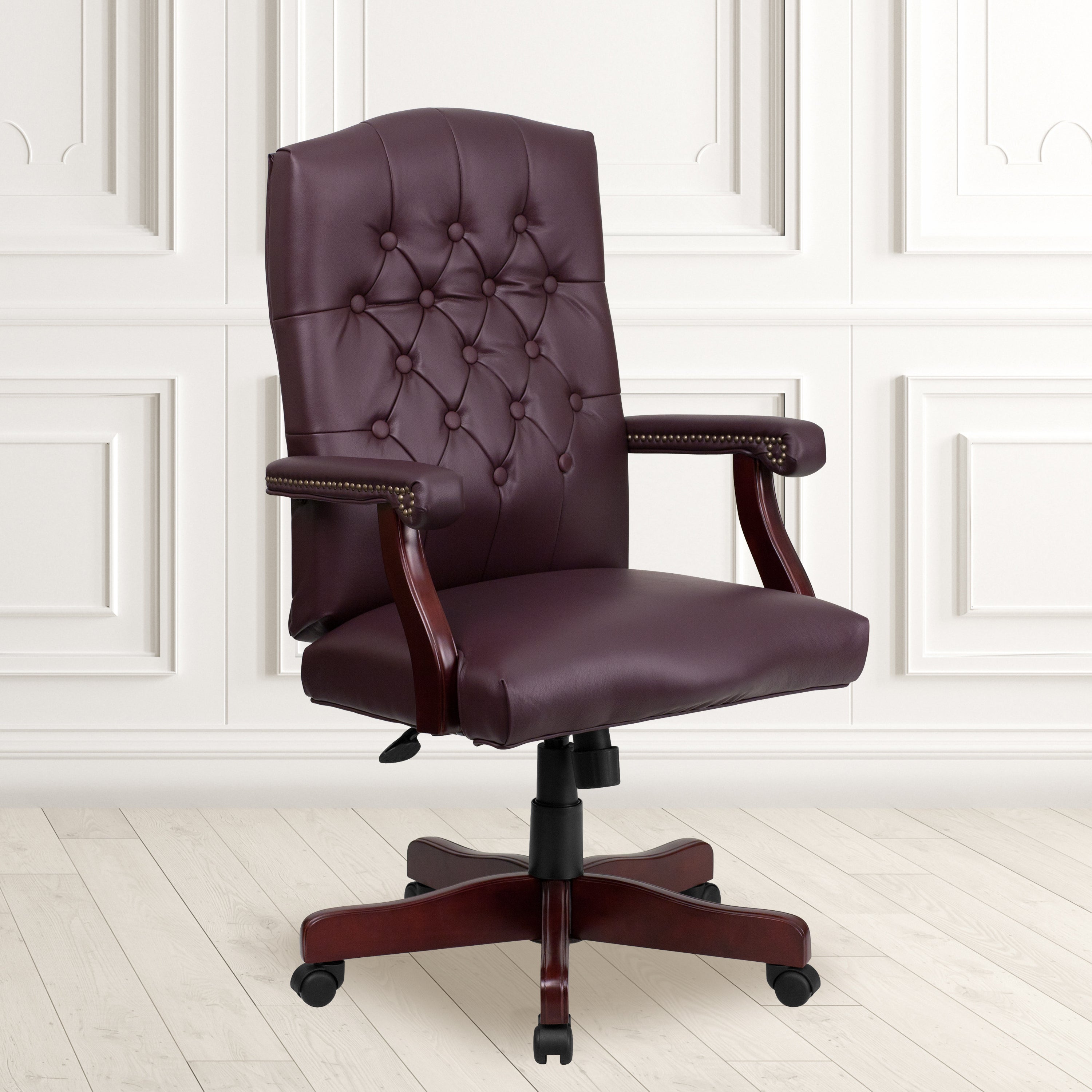 Martha Washington Burgundy LeatherSoft Executive Swivel Office Chair with Arms