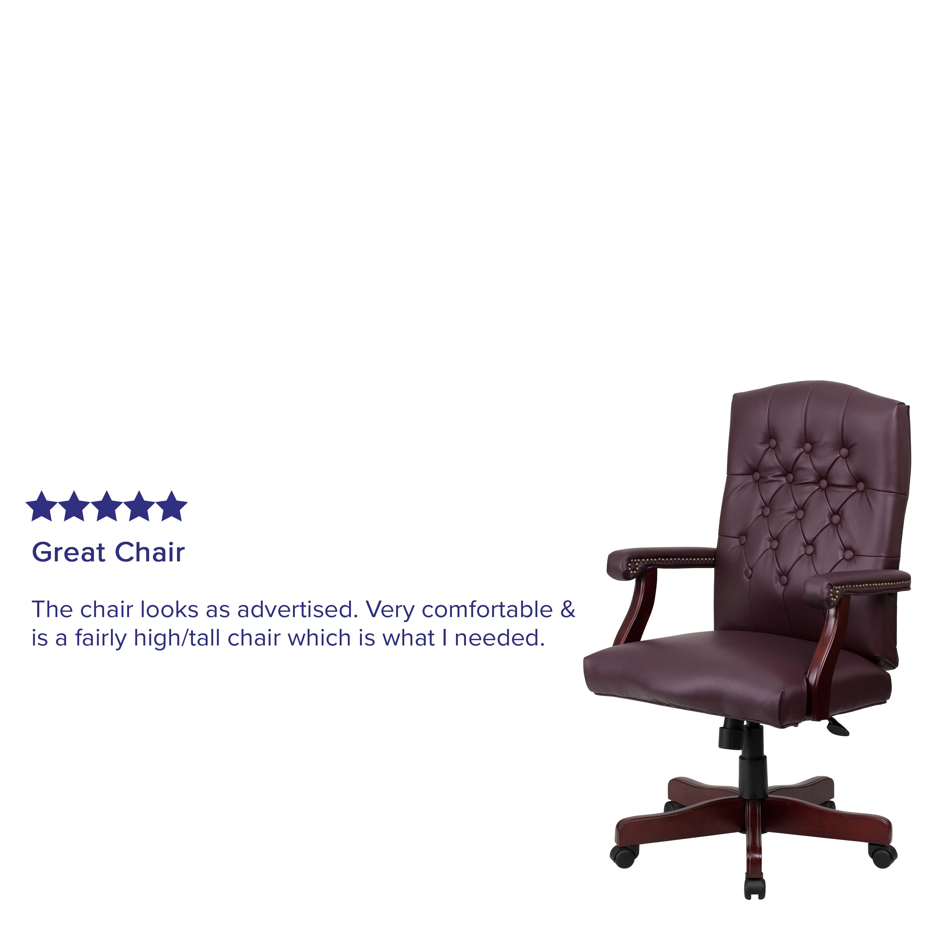 Martha Washington Burgundy LeatherSoft Executive Swivel Office Chair with Arms