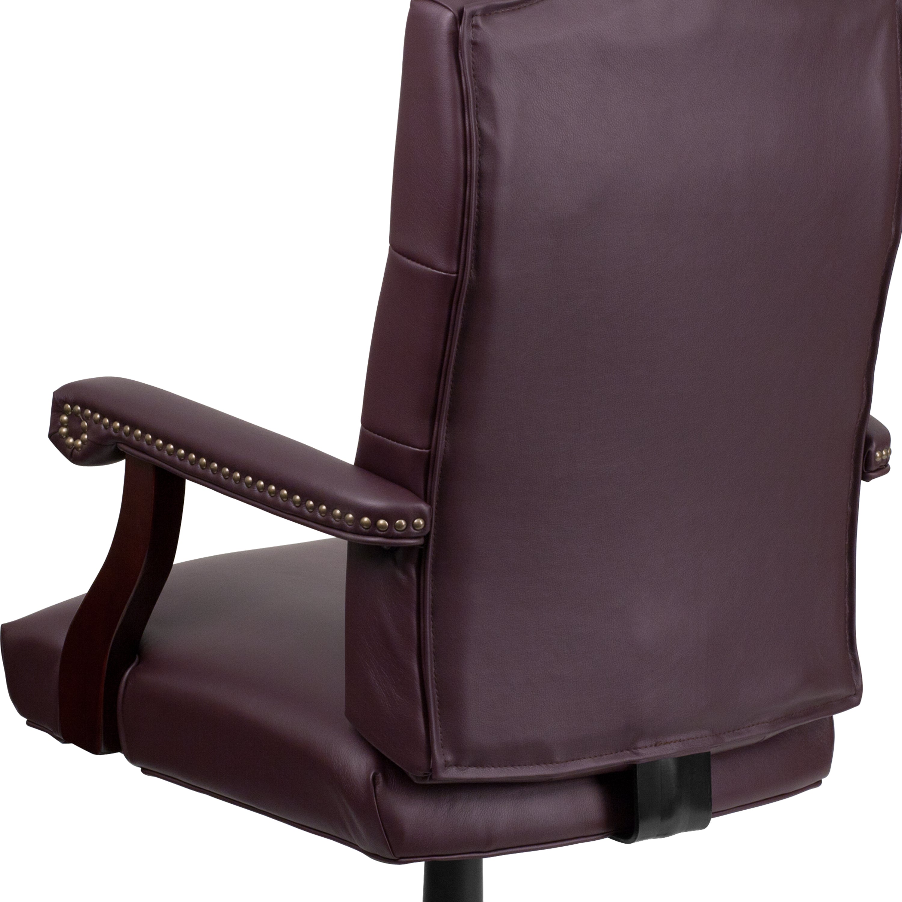 Martha Washington Burgundy LeatherSoft Executive Swivel Office Chair with Arms