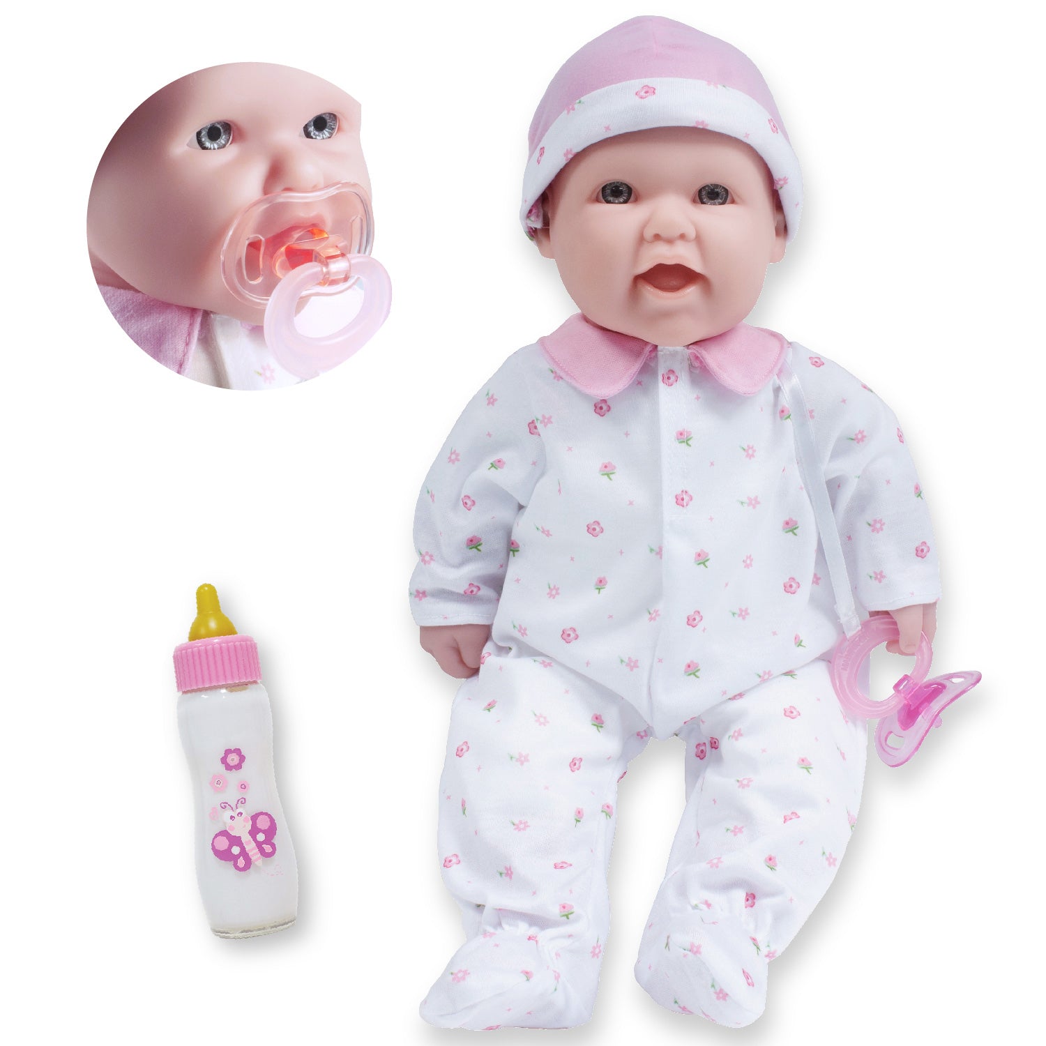 La Baby Soft 16" Baby Doll, Pink with Pacifier, Caucasian