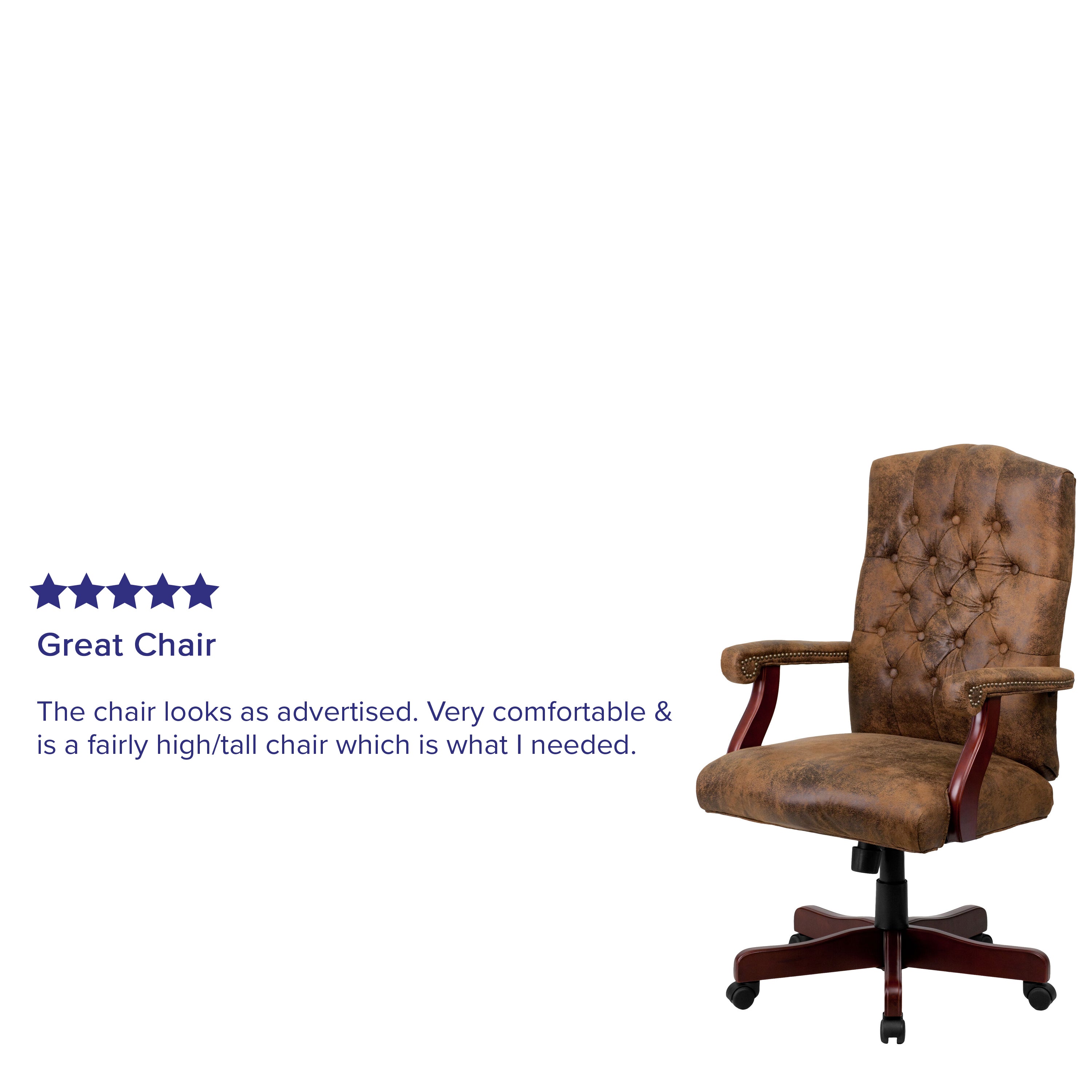 Derrick Bomber Brown Classic Executive Swivel Office Chair with Arms