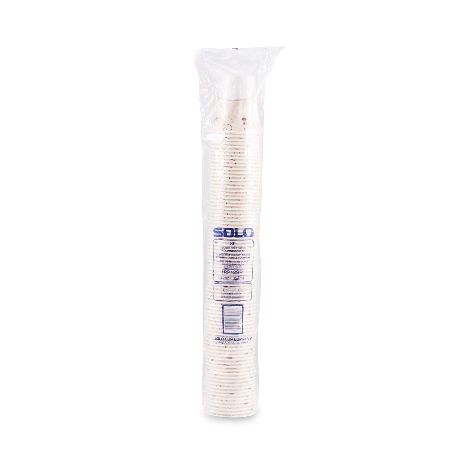 Double Sided Poly (DSP) Paper Cold Cups, 12 oz, Symphony Design, 80/Sleeve, 25 Sleeves/Carton