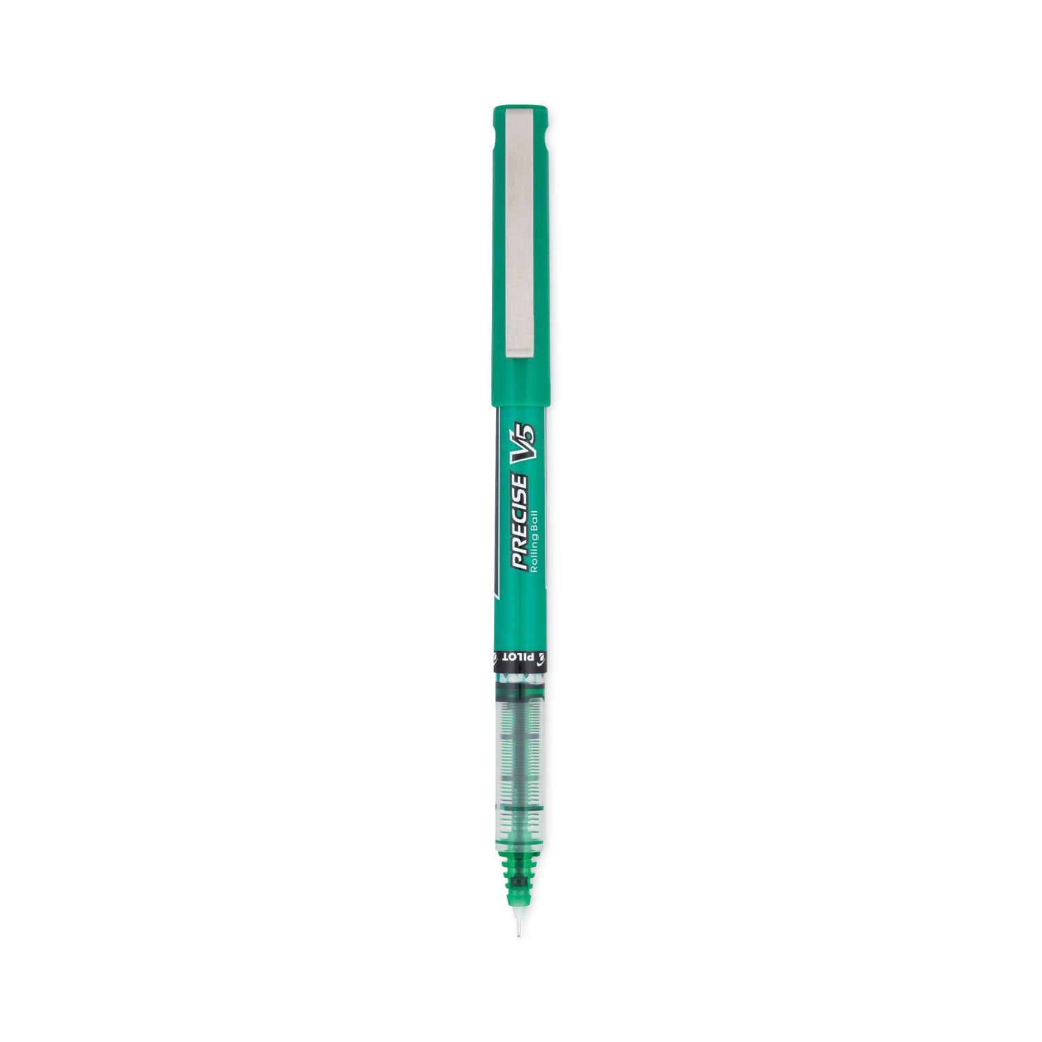 Pilot Precise V5 Extra-Fine Premium Capped Rolling Ball Pens - 0.5 mm Extra Fine Pen Point - Green Ink - Green Plastic Barrel - Writing - 1 Dozen