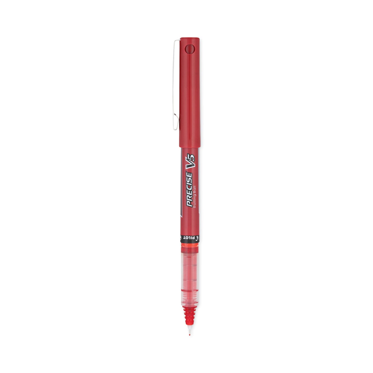 Pilot Precise V5 Extra-Fine Premium Capped Rolling Ball Pens - 0.5 mm Extra Fine Pen Point - Red Ink - Red Plastic Barrel - 1 Dozen