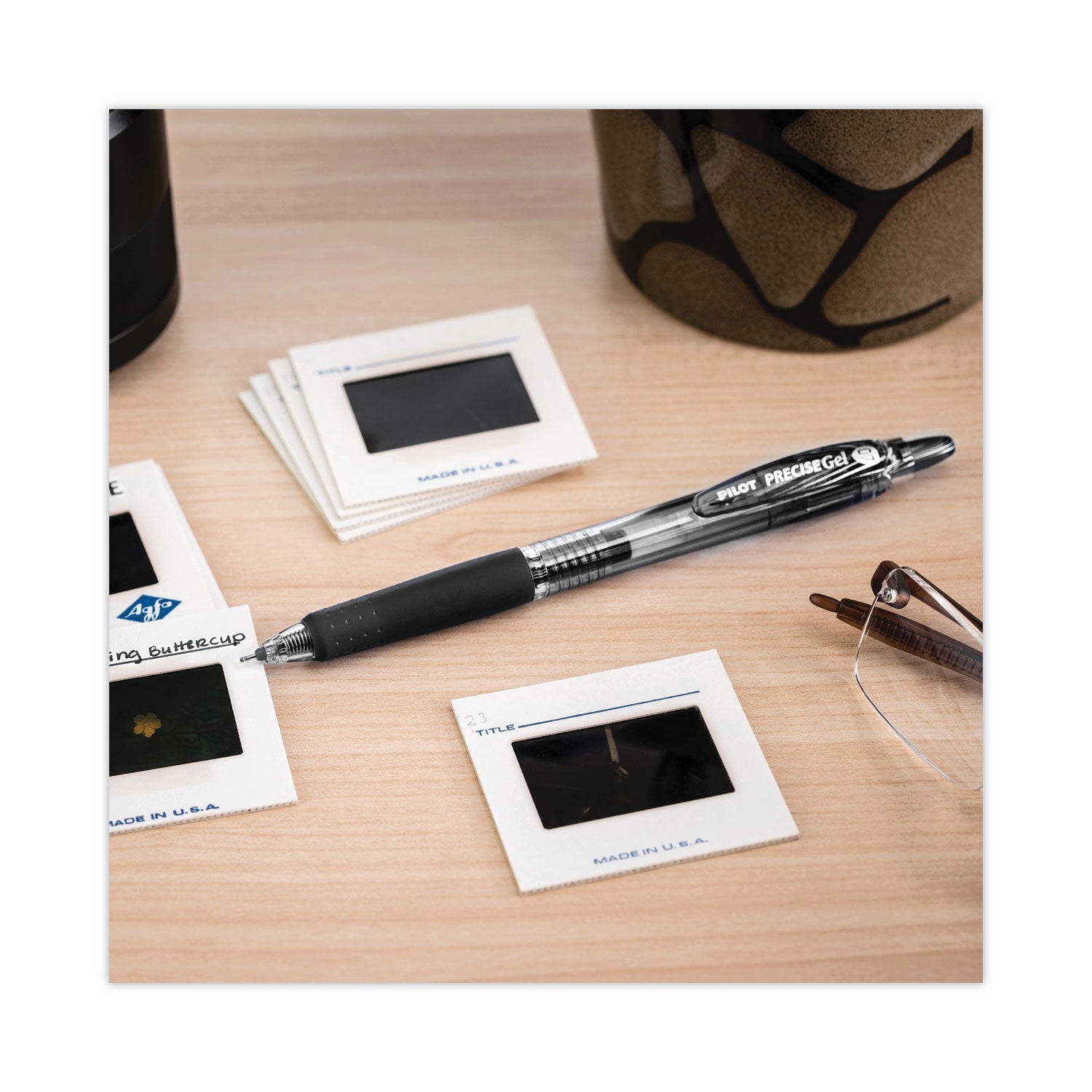 Pilot Precise Gel Fine Retractable BeGreen Pens - 0.7 mm Fine Needle Pen Point - Refillable - Retractable - Black Ink - Gel-based - Translucent Barrel - 1 Dozen