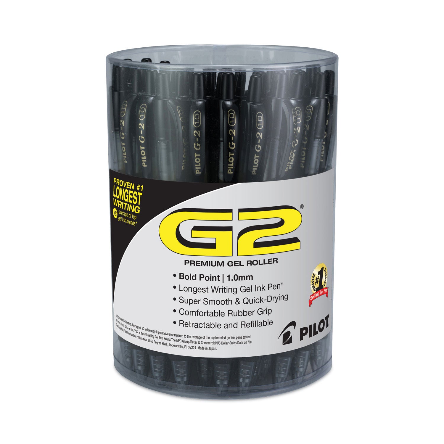 G2 1.0mm Gel Pens - 1 mm Bold Pen Point - Refillable - Retractable - Black Ink - Gel-based - Clear Barrel - 36 / Pack
