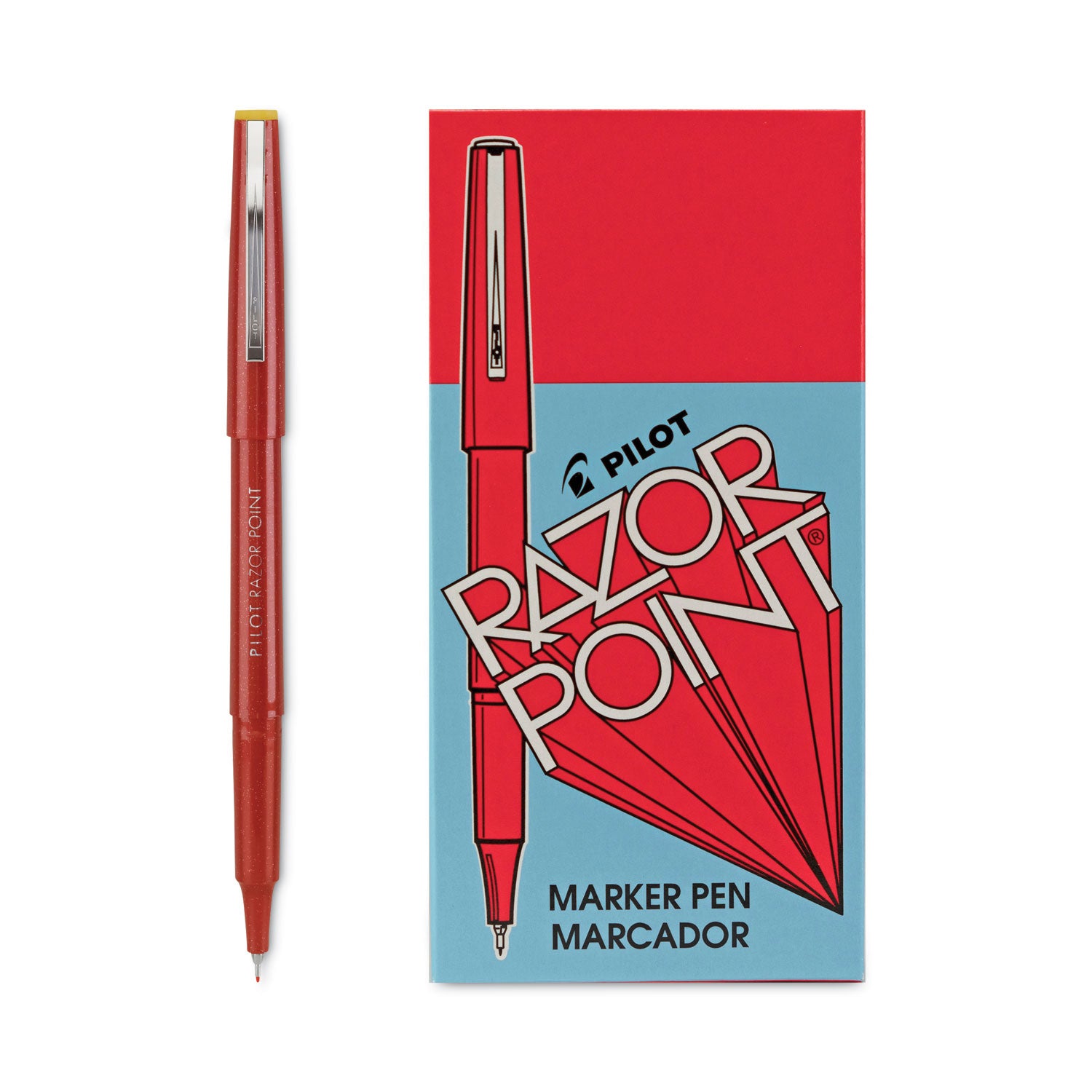 Pilot Marker Pens - 0.3 mm Extra Fine Pen Point - Red Ink - Red Plastic Barrel - Metal Tip - Writing - 1 Dozen