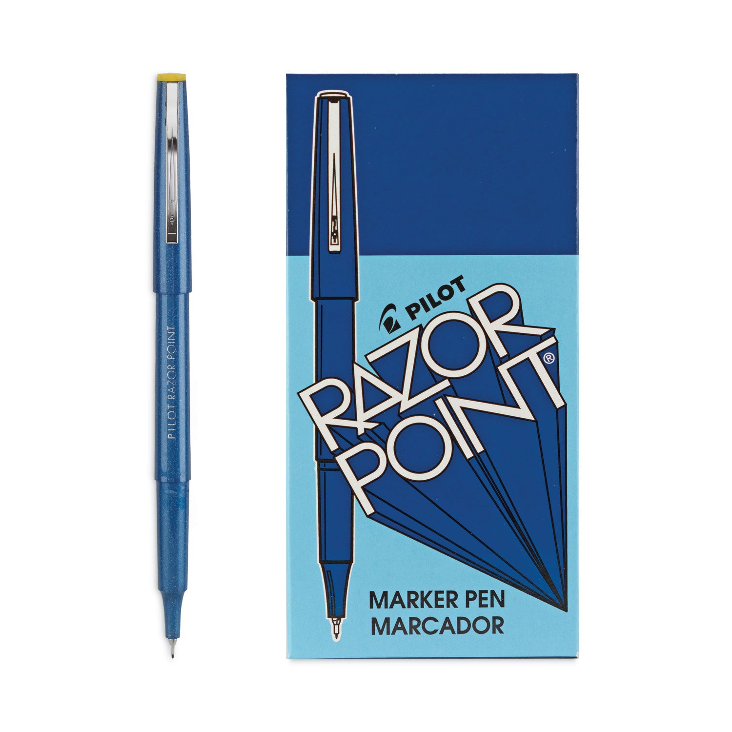 Pilot Marker Pens - 0.3 mm Extra Fine Pen Point - Blue Ink - Blue Plastic Barrel - Metal Tip - Writing - 1 Dozen