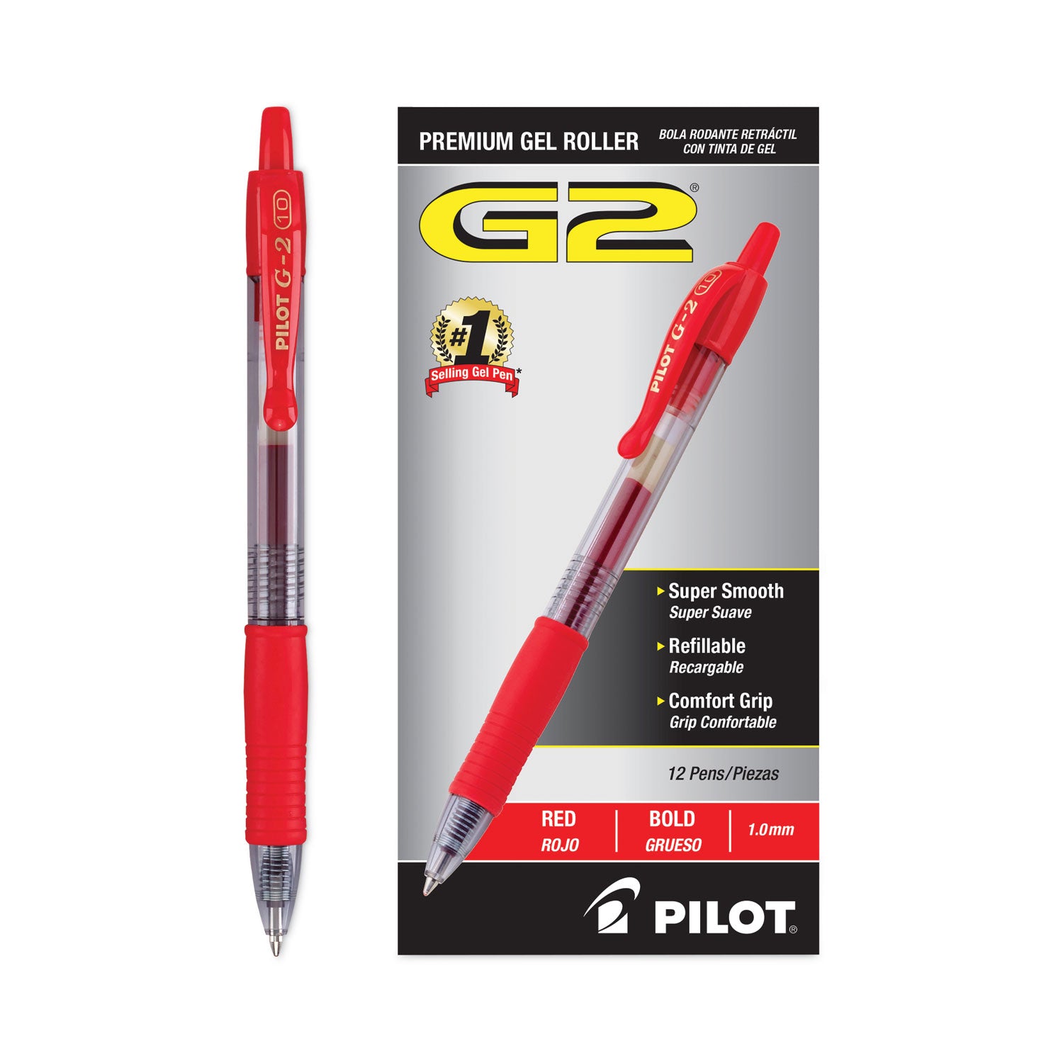 G2 Premium Gel Ink Retractable Pens - 1 mm Bold Pen Point - Refillable - Retractable - Red Ink - Gel-based - Red Barrel - 1 Dozen
