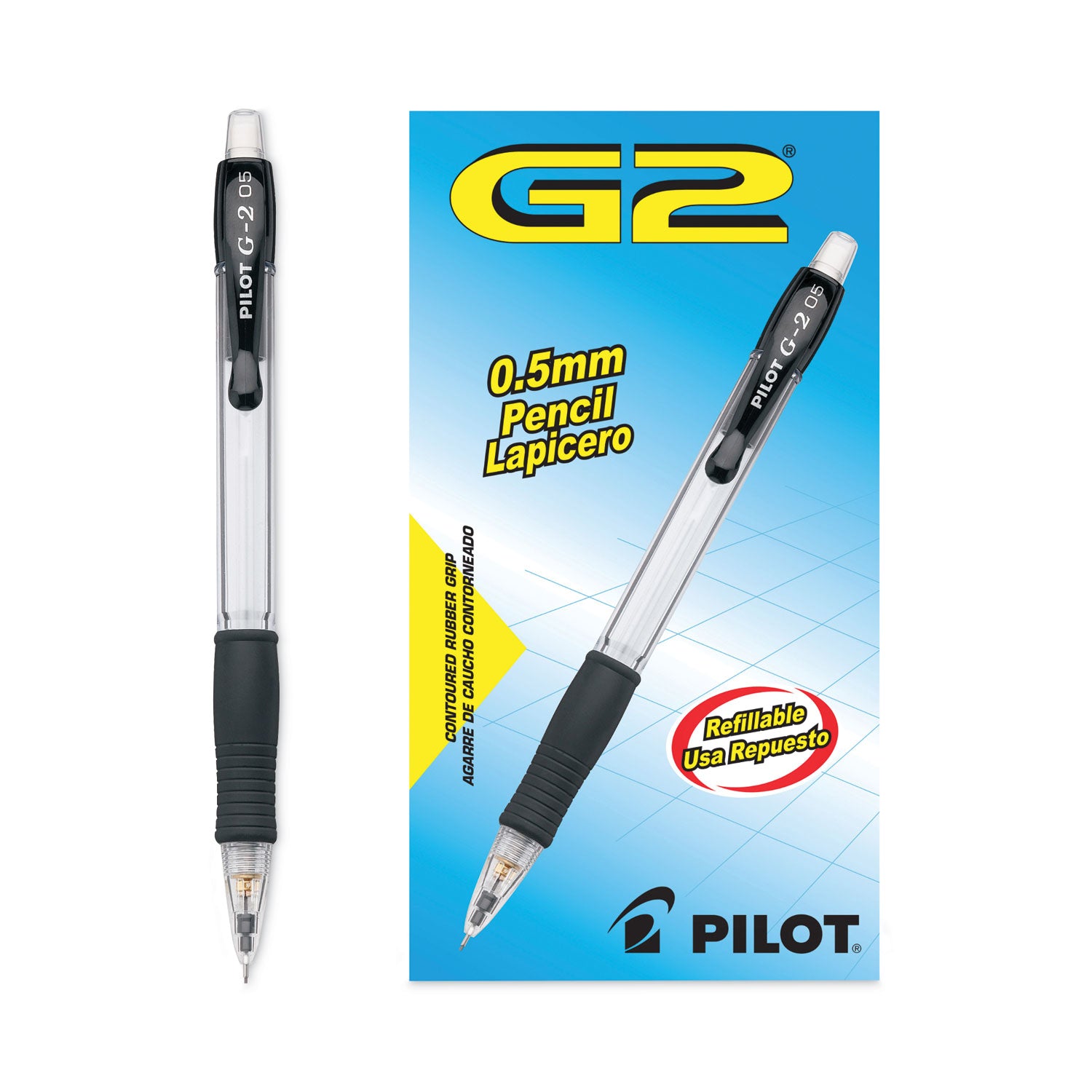 Pilot Mechanical Pencils - 0.5 mm Lead - HB/#2 - Refillable - Clear, Black Barrel - 1 Dozen