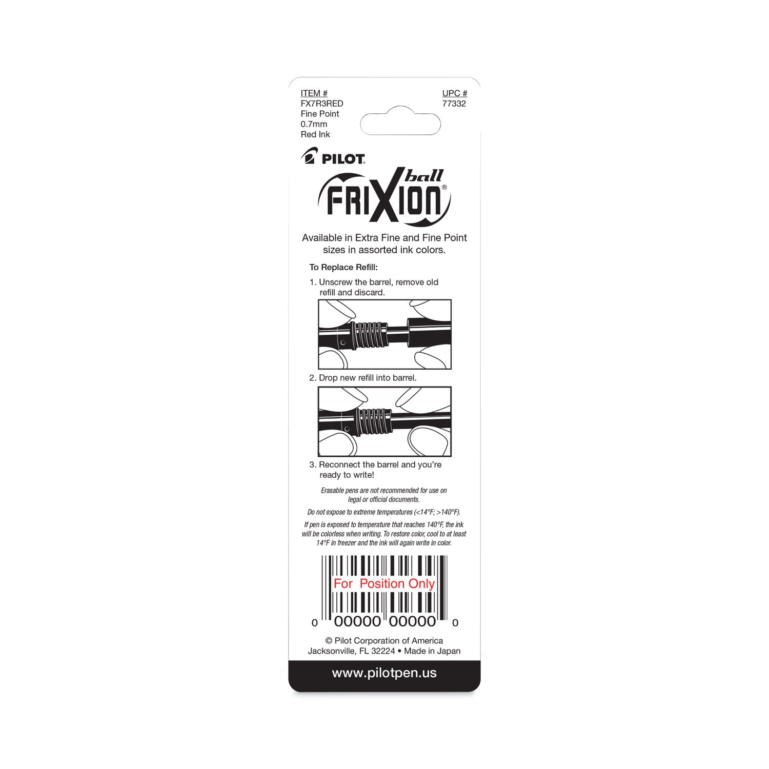 0.70 mm , Medium Point - Red Ink - Eco-friendly, Wear Resistant, Tear Resistant, Erasable - 3 / Pack