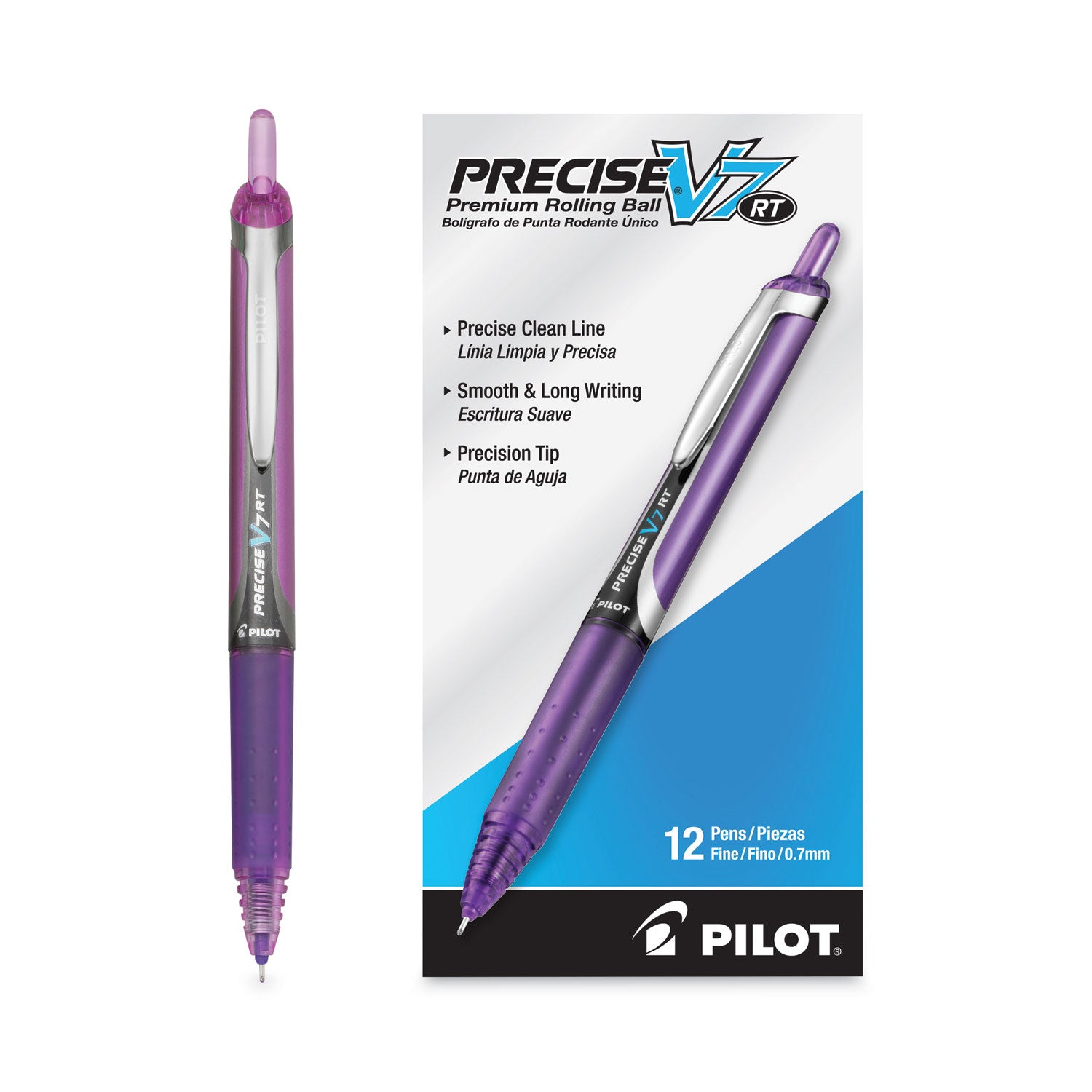 0.7 mm Fine Pen Point - Refillable - Retractable - Purple Ink - Water Based - Purple Barrel - 1 Each