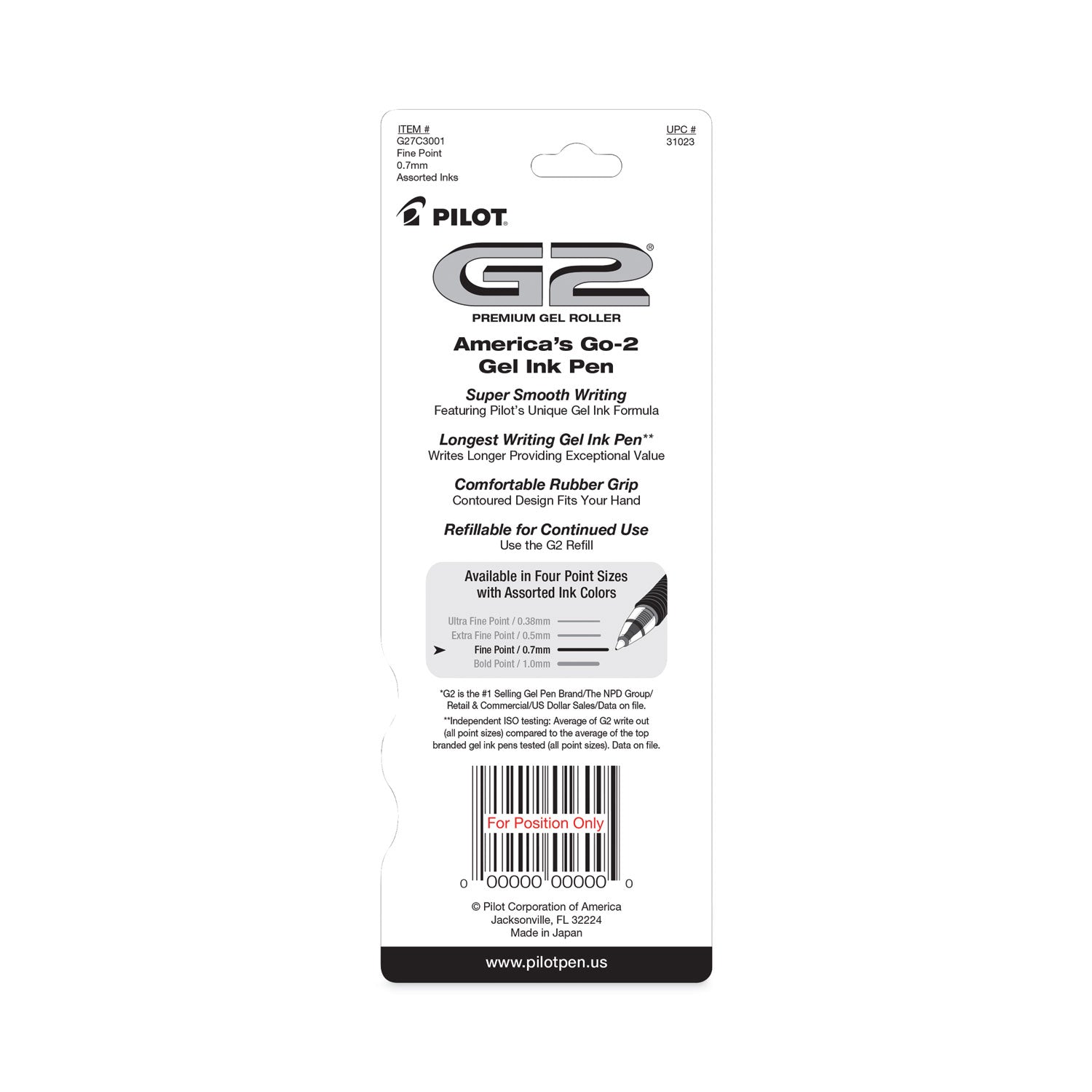 G2 Premium Gel Ink Retractable Pens - 0.7 mm Fine Pen Point - Refillable - Retractable - Black, Blue, Red Ink - Gel-based - Black, Blue, Red Barrel - 3 / Pack