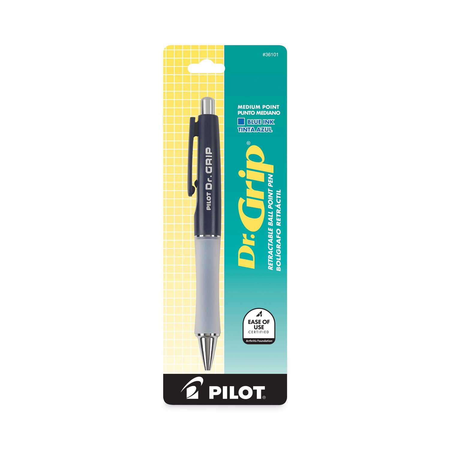 Pilot Dr. Grip Retractable Ballpoint Pens - 1 mm Medium Pen Point - Refillable - Retractable - Blue Ink - Blue Barrel - 1 Each
