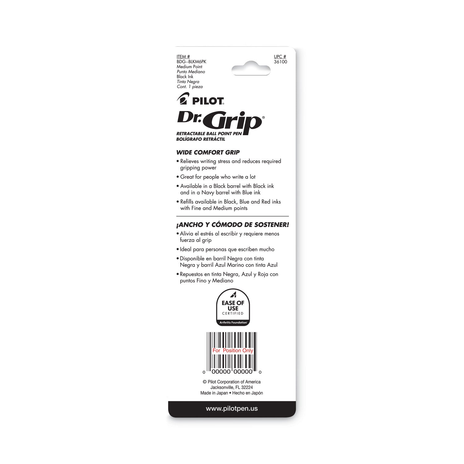 Pilot Dr. Grip Retractable Ballpoint Pens - 1 mm Medium Pen Point - Refillable - Retractable - Blue Ink - Blue Barrel - 1 Each