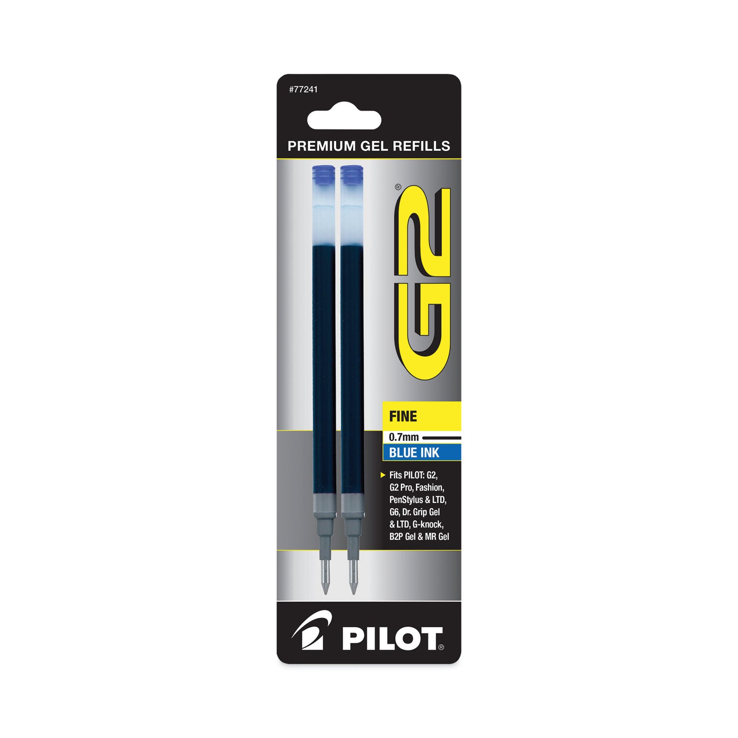 Pilot G2 Premium Gel Ink Pen Refills - 0.70 mm , Fine Point - Blue Ink - Smear Proof - 2 / Pack