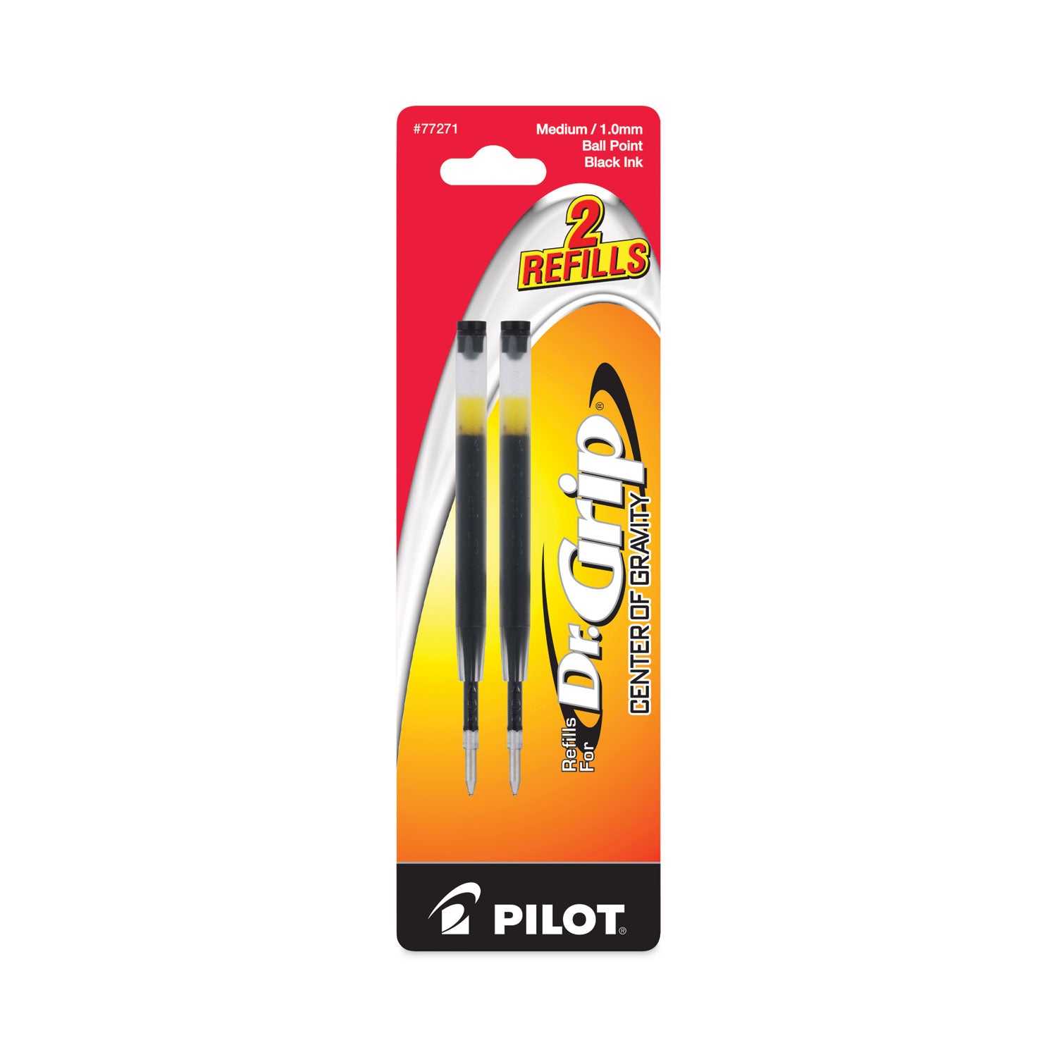 Pilot Dr. Grip Center of Gravity Pen Refills - 1 mm , Medium Point - Black Ink - 2 / Pack