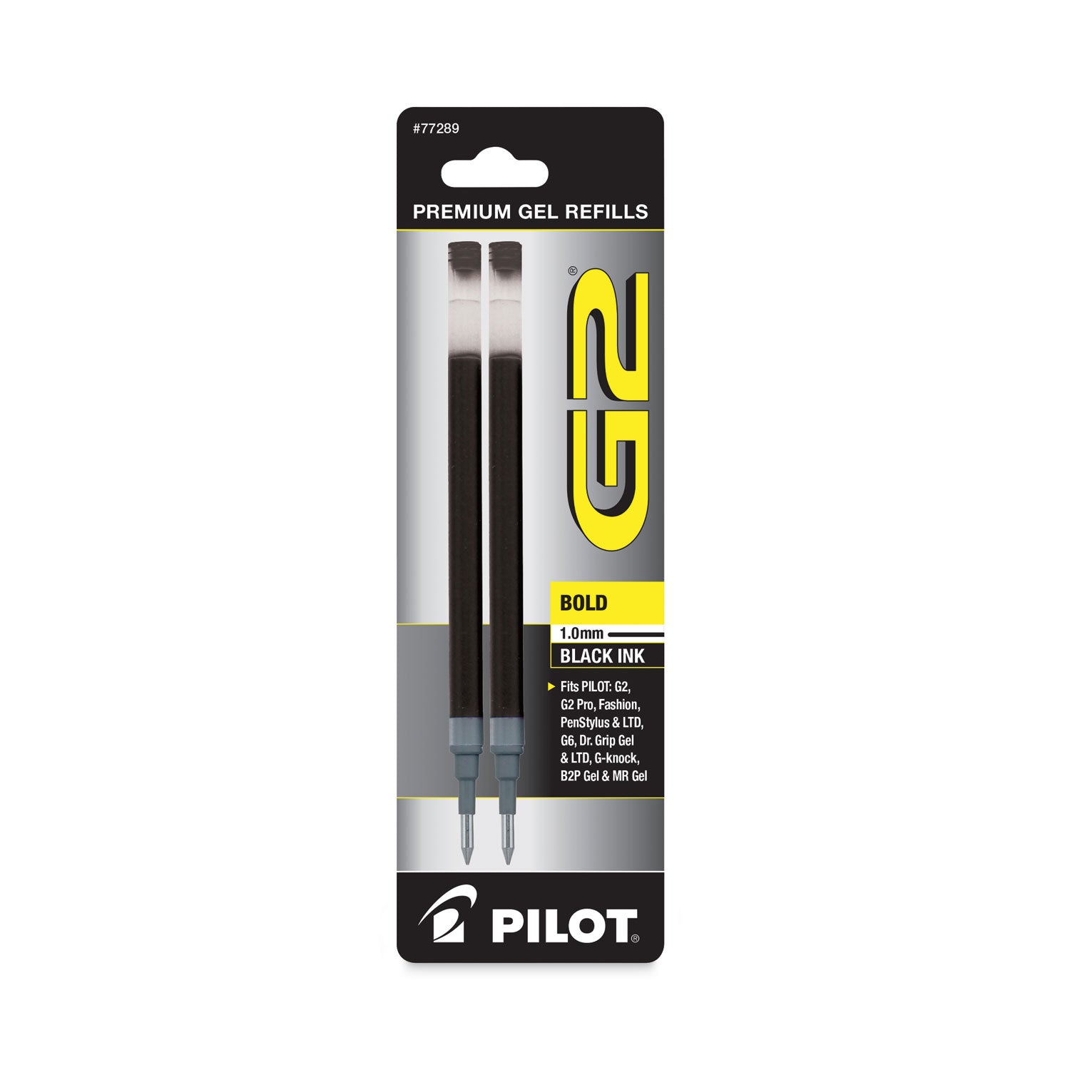Pilot G2 Bold Gel Pen Refills - 1 mm , Bold Point - Black Ink - Smear Proof, Water Resistant - 2 / Pack