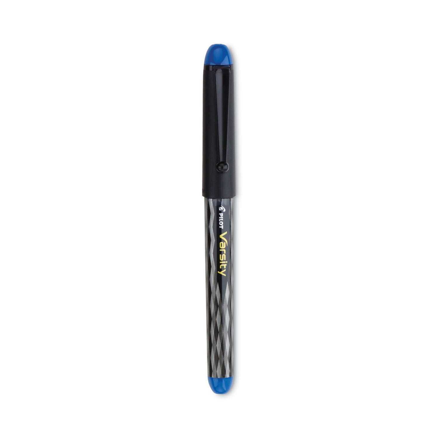 Pilot Varsity Disposable Fountain Pens - Medium Pen Point - Blue Ink - Silver, Black Barrel - 1 Each