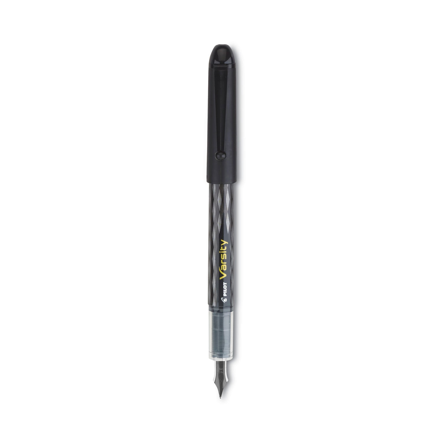 Pilot Varsity Disposable Fountain Pens - Medium Pen Point - Black Ink - Silver, Black Barrel - 1 Each