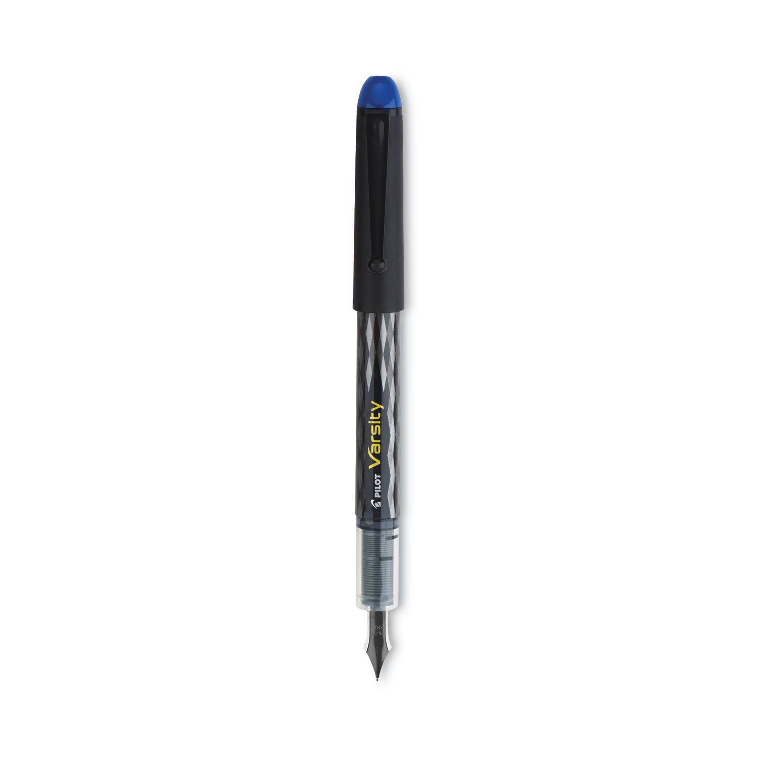 Pilot Varsity Disposable Fountain Pens - Medium Pen Point - Blue Ink - Silver, Black Barrel - 1 Each