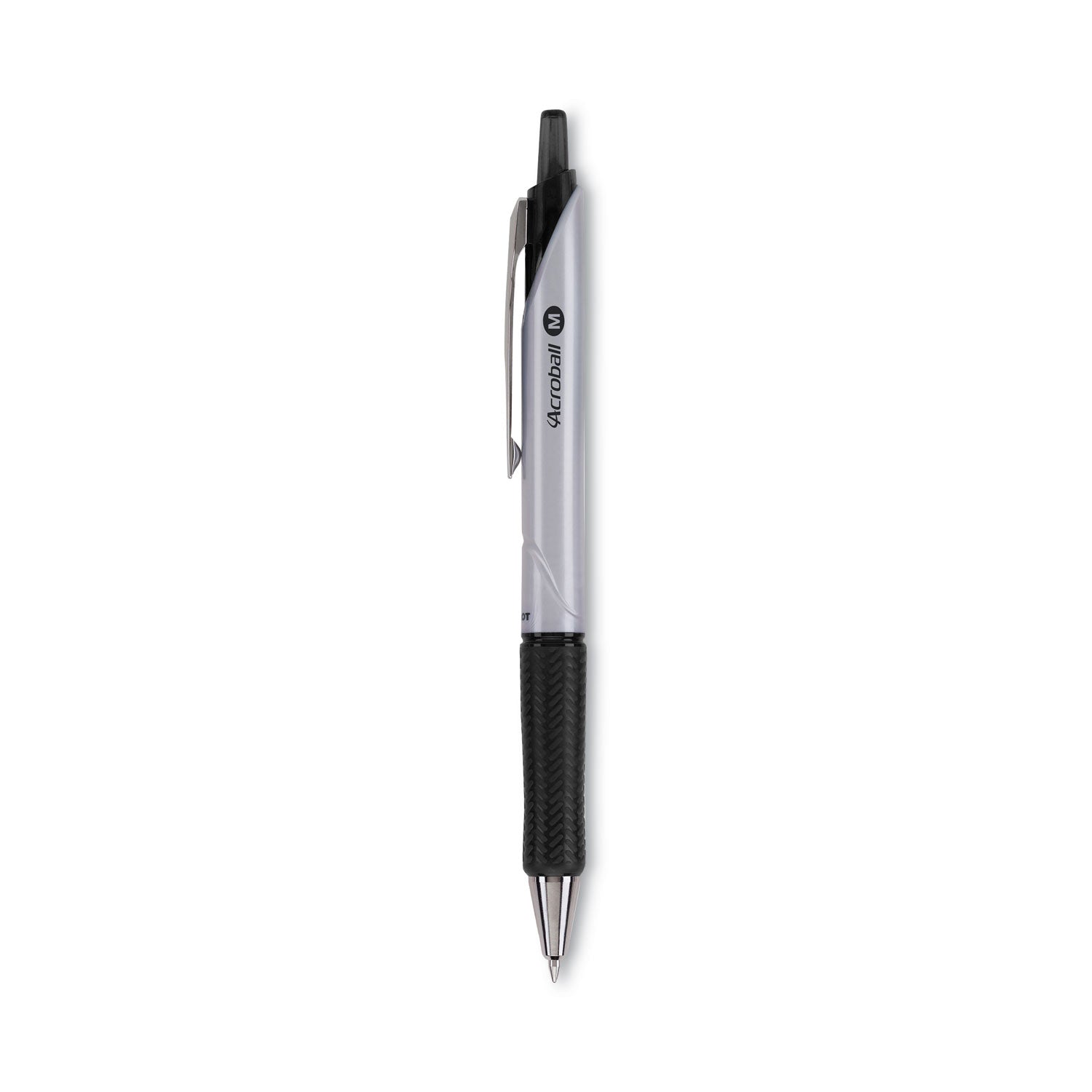 Pilot Hybrid Ink Ballpoint Pen - 1 mm Medium Pen Point - Refillable - Retractable - Black Ink - Advanced Ink - Silver Barrel - Tungsten Carbide Tip - 1 Dozen