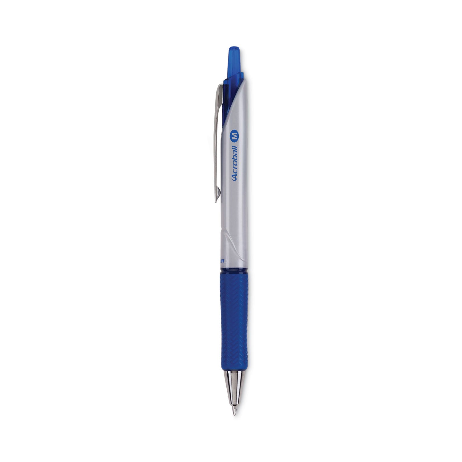 Pilot Hybrid Ink Ballpoint Pen - 1 mm Medium Pen Point - Refillable - Retractable - Blue Ink - Advanced Ink - Silver Barrel - Tungsten Carbide Tip - 1 Dozen