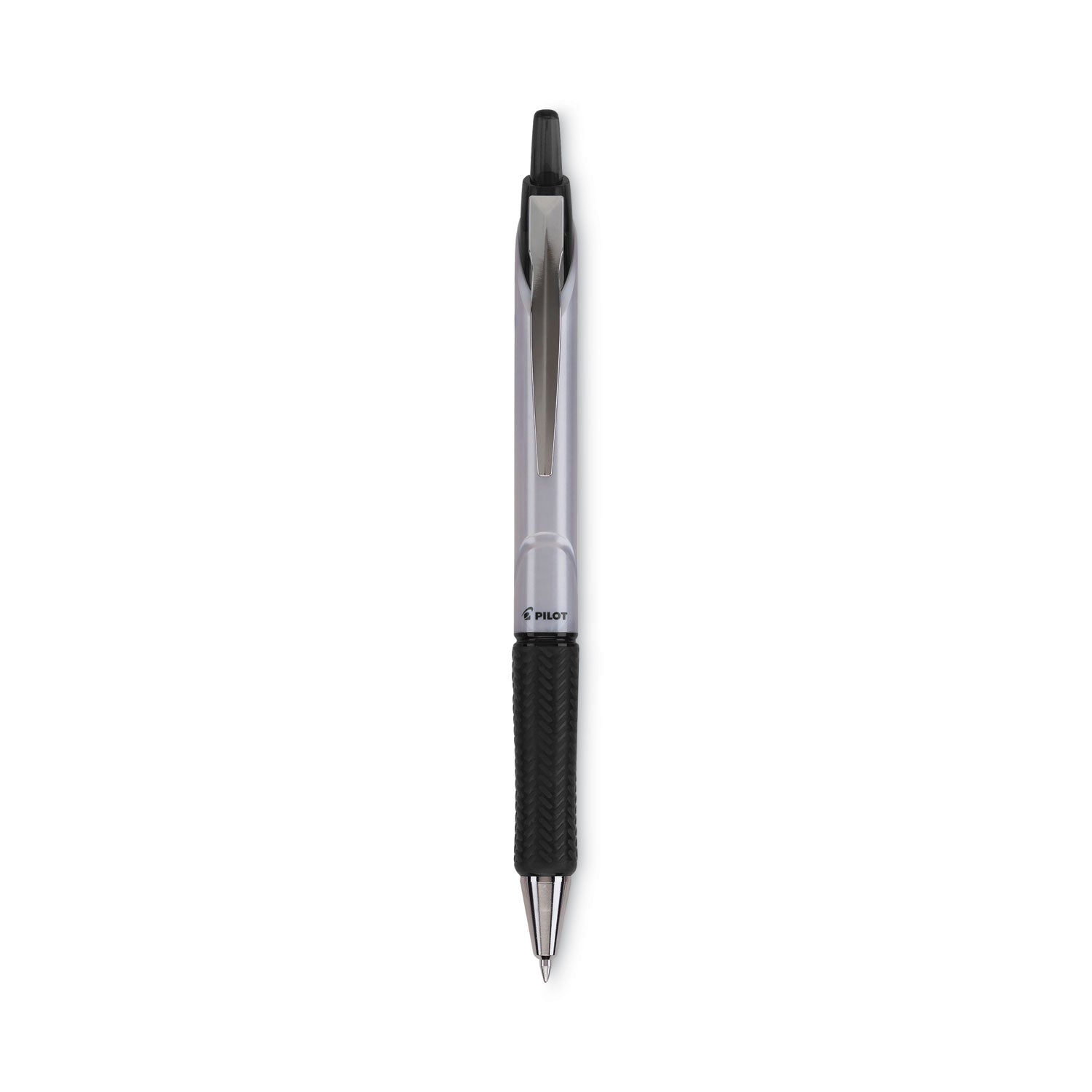 Pilot Hybrid Ink Ballpoint Pen - 1 mm Medium Pen Point - Refillable - Retractable - Black Ink - Advanced Ink - Silver Barrel - Tungsten Carbide Tip - 1 Dozen