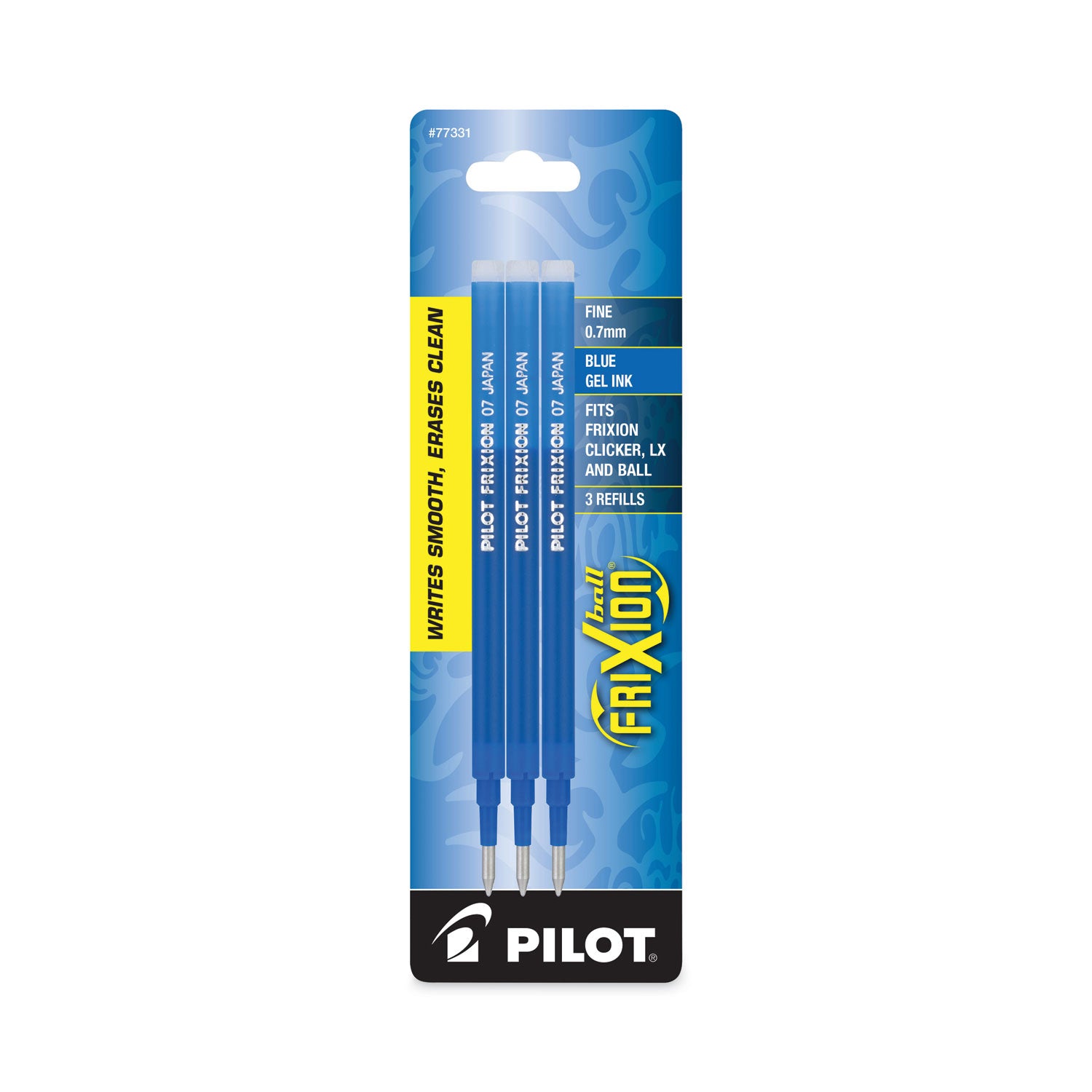 Pilot FriXion Erasable Gel Ink Pen Refills, 0.7mm Fine Point, Blue Ink, 3 Pack