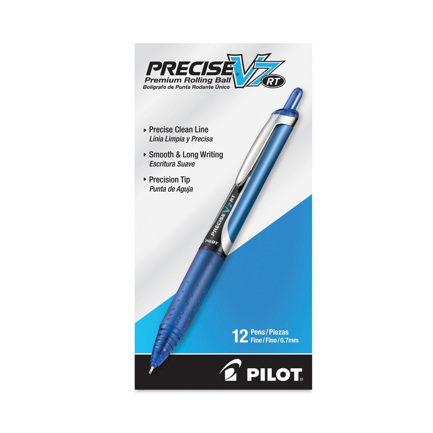 Pilot RT Fine Premium Retractable Rolling Ball Pens - 0.7 mm Fine Pen Point - Refillable - Retractable - Blue Ink - Water Based - Blue Barrel - Writing - 1 Dozen