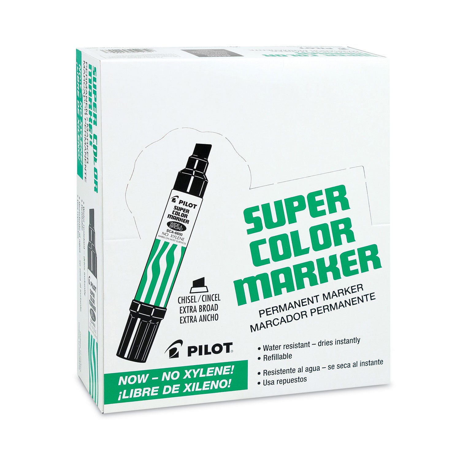 Pilot Super Color Jumbo Refillable Marker - Extra Broad Chisel Marker Point - Refillable - Black Ink - 1 Each