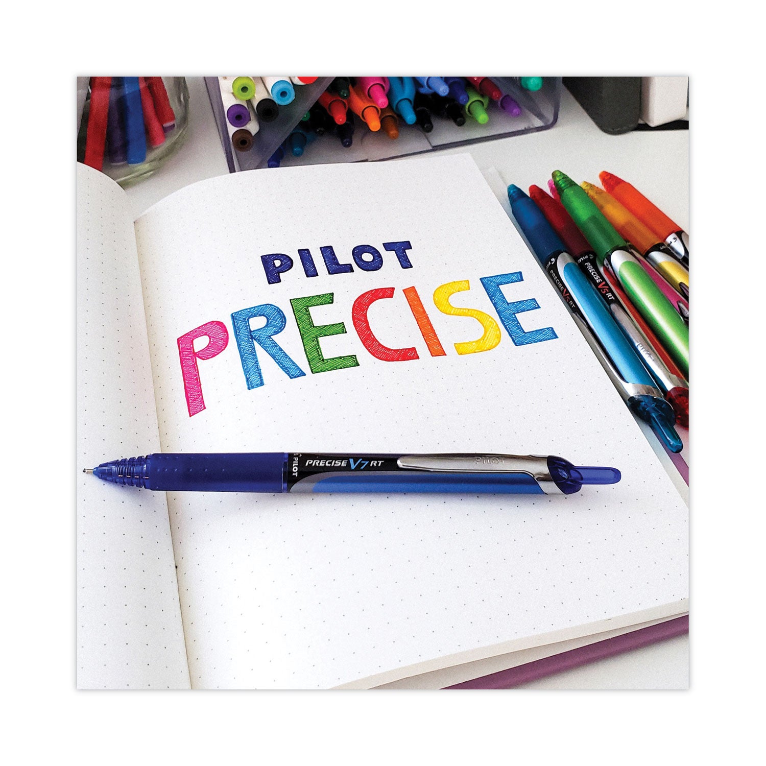 Pilot RT Fine Premium Retractable Rolling Ball Pens - 0.7 mm Fine Pen Point - Refillable - Retractable - Blue Ink - Water Based - Blue Barrel - Writing - 1 Dozen