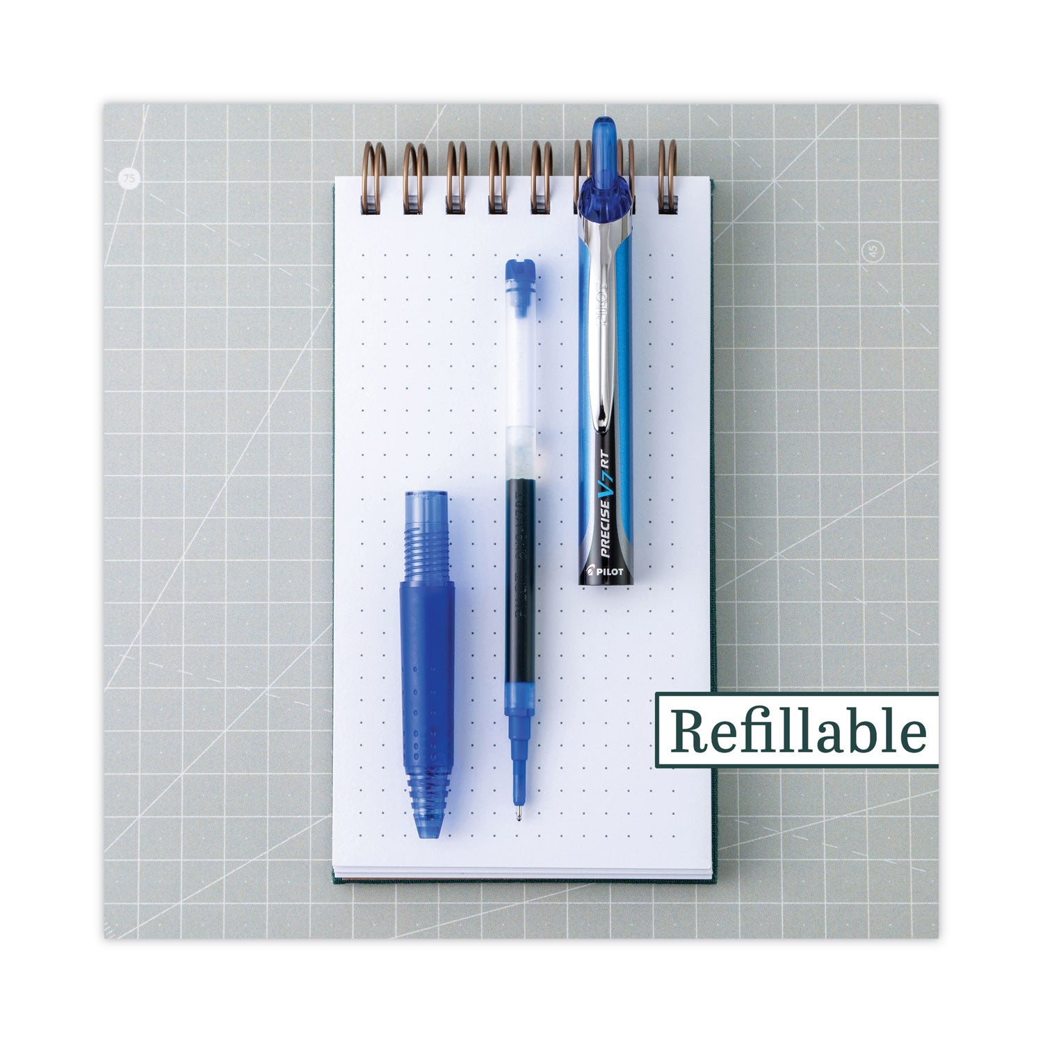 Pilot RT Fine Premium Retractable Rolling Ball Pens - 0.7 mm Fine Pen Point - Refillable - Retractable - Blue Ink - Water Based - Blue Barrel - Writing - 1 Dozen