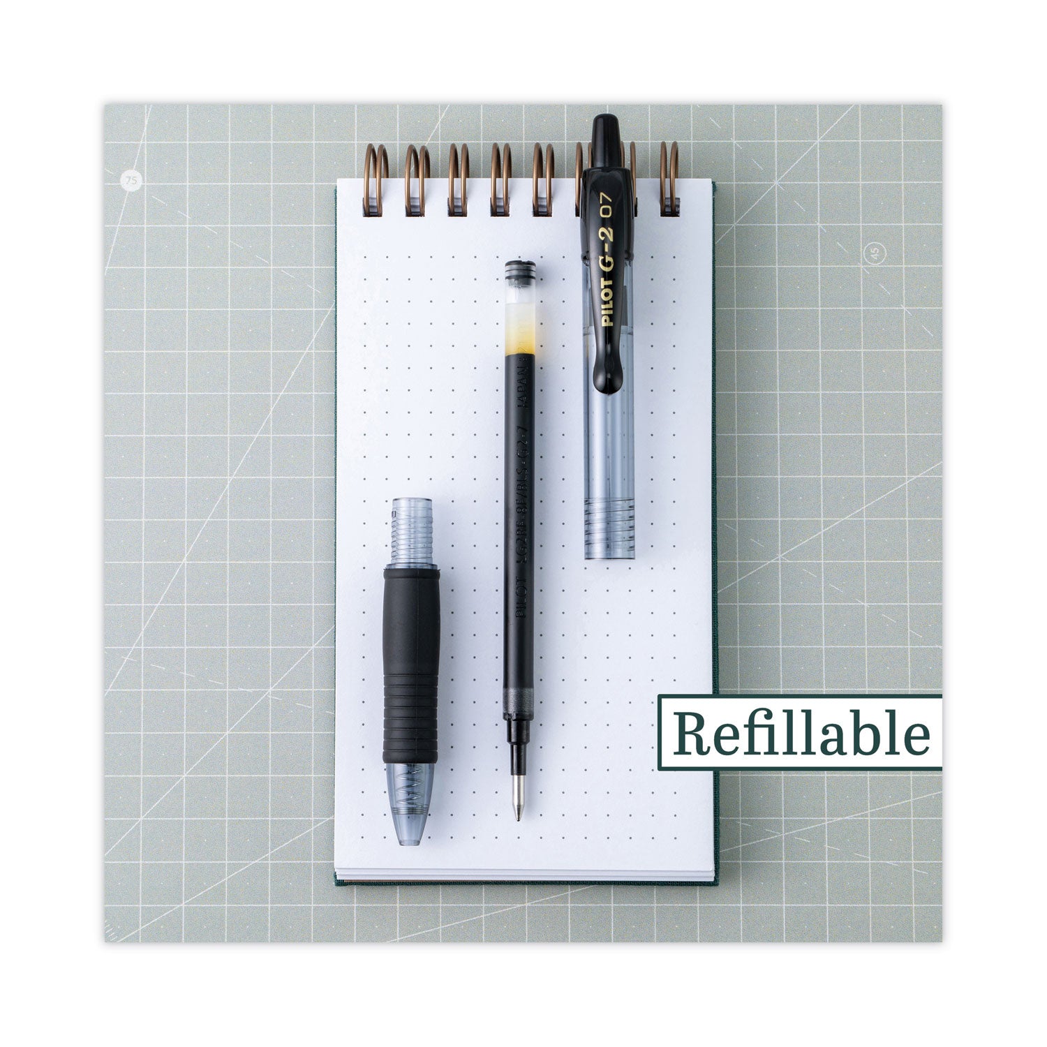 G2 Premium Gel Pen, Retractable, Fine 0.7 mm, Black Ink, Smoke/Black Barrel, 2/Pack